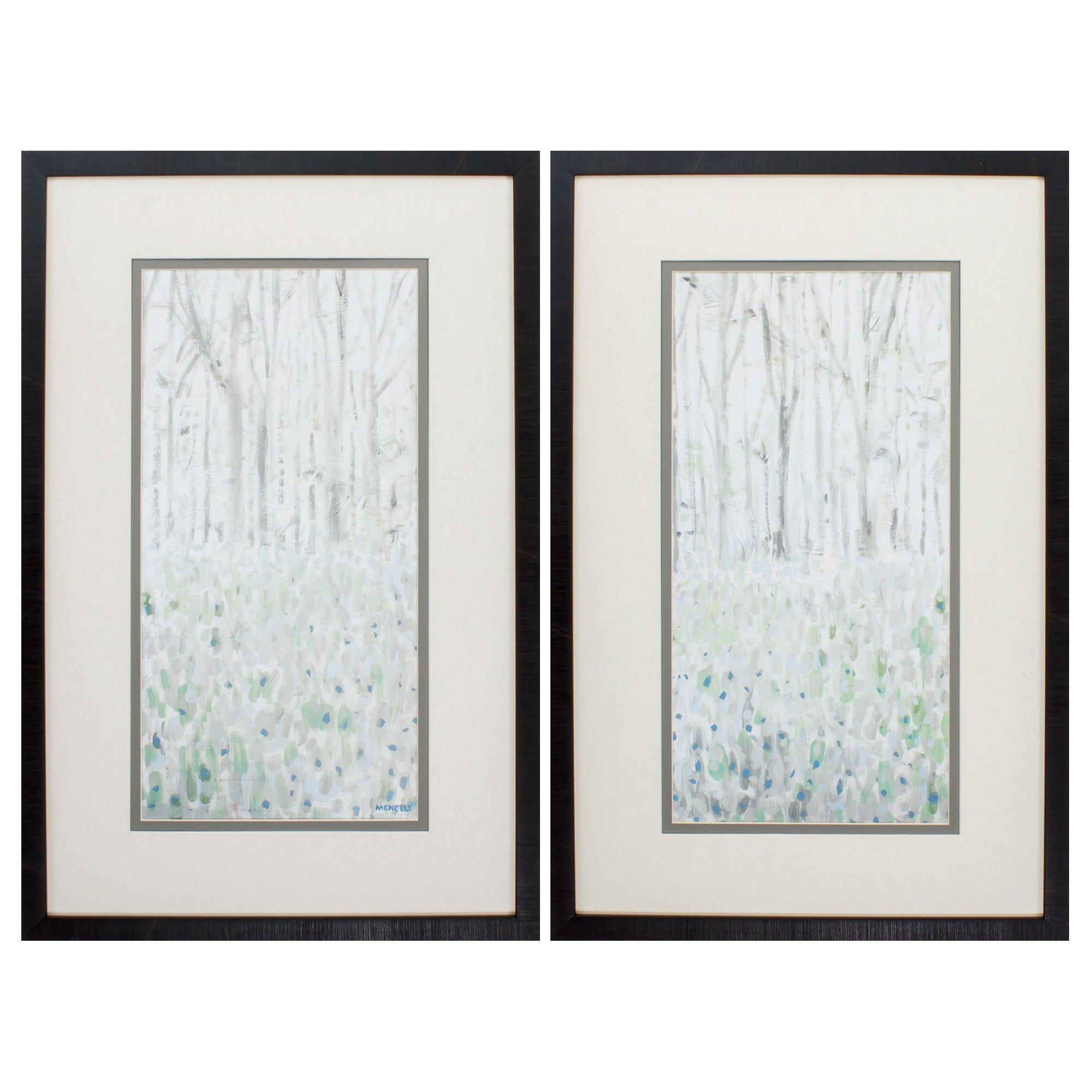 22" X 34" Brown Frame Birchwood Trees (Set of 2)