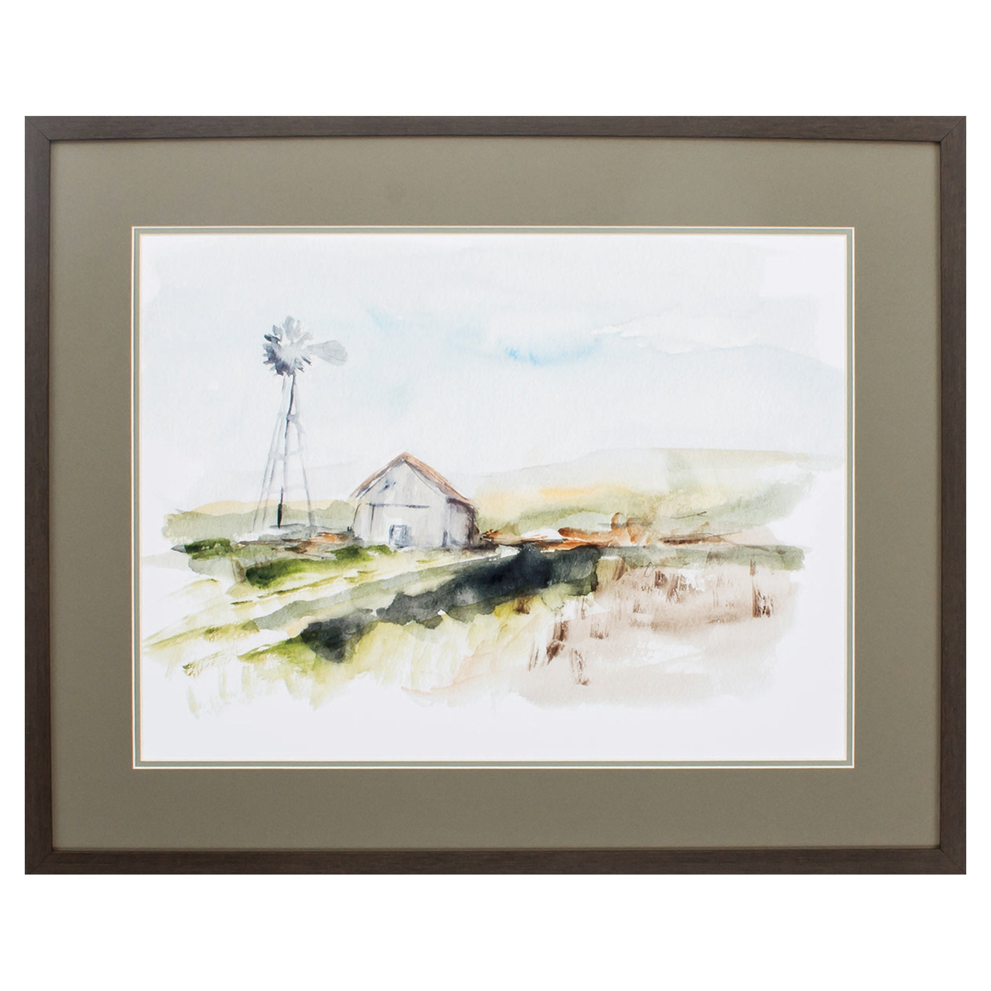 32" X 26" Brown Frame Rural Plein Air II