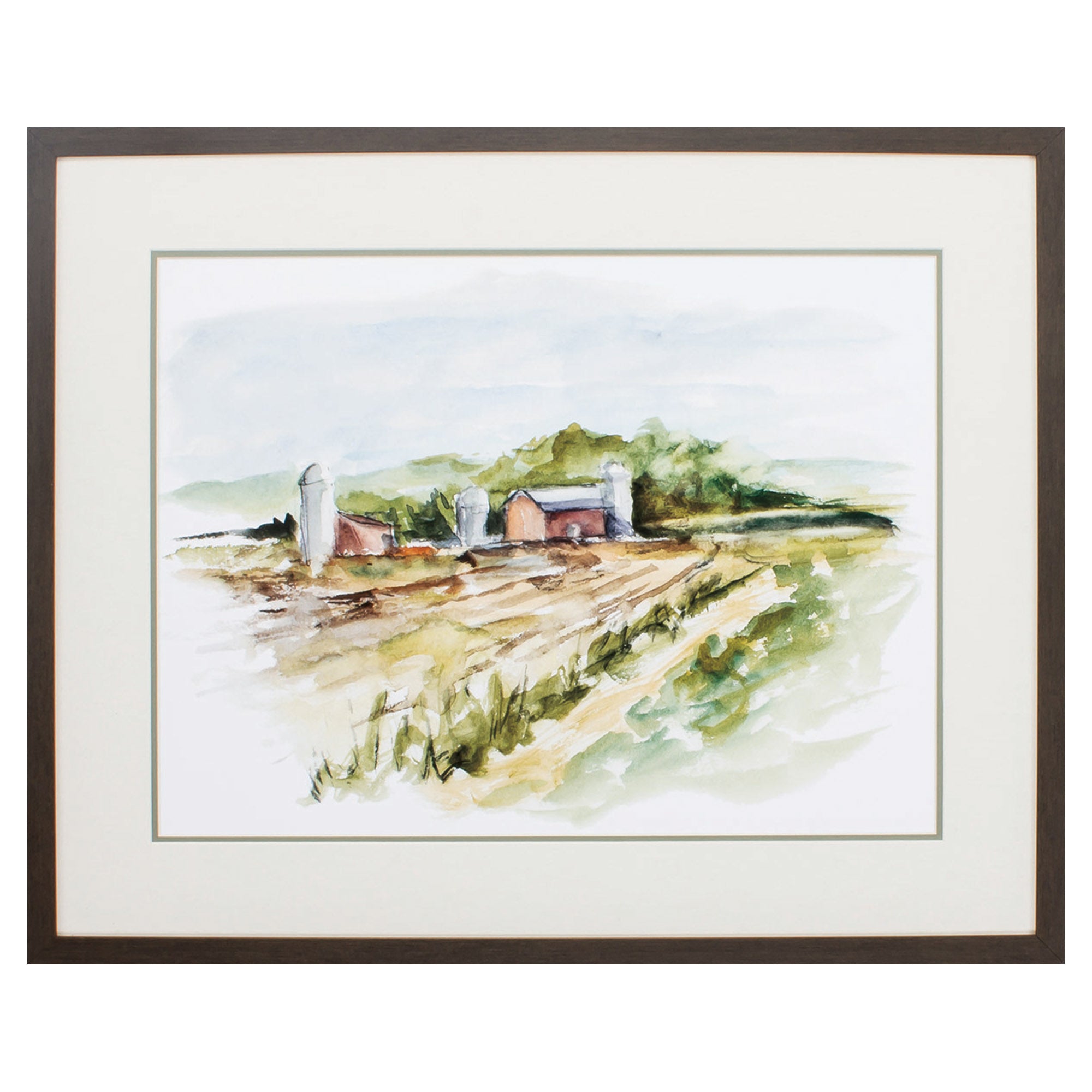 32" X 26" Brown Frame Rural Plein Air Vi