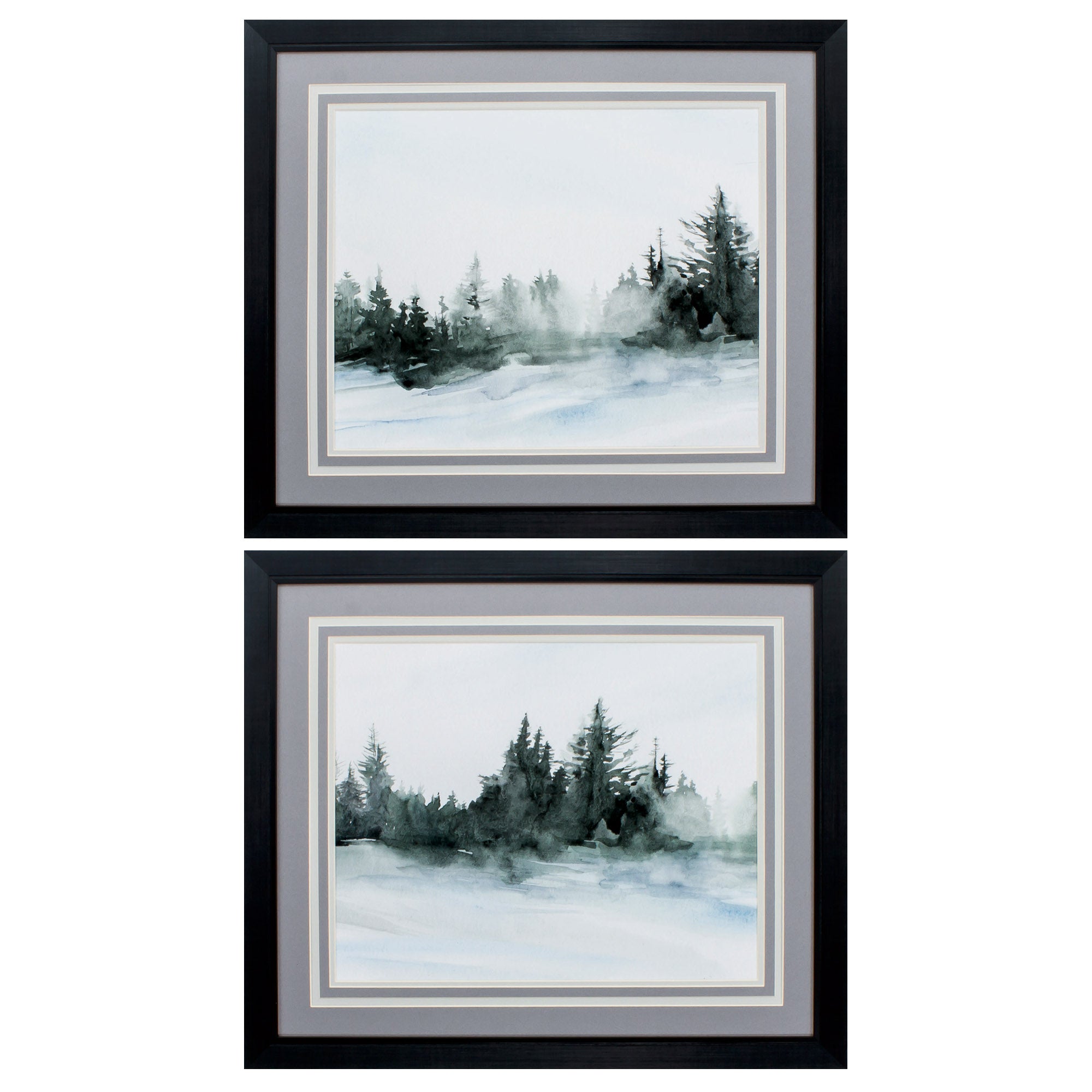 28" X 24" Black Frame Evergreens Distance (Set of 2)