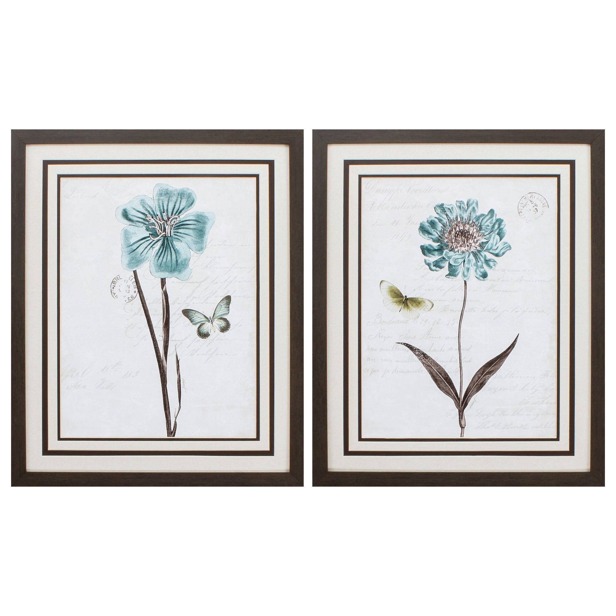 18" X 22" Brown Frame Floral (Set of 2)