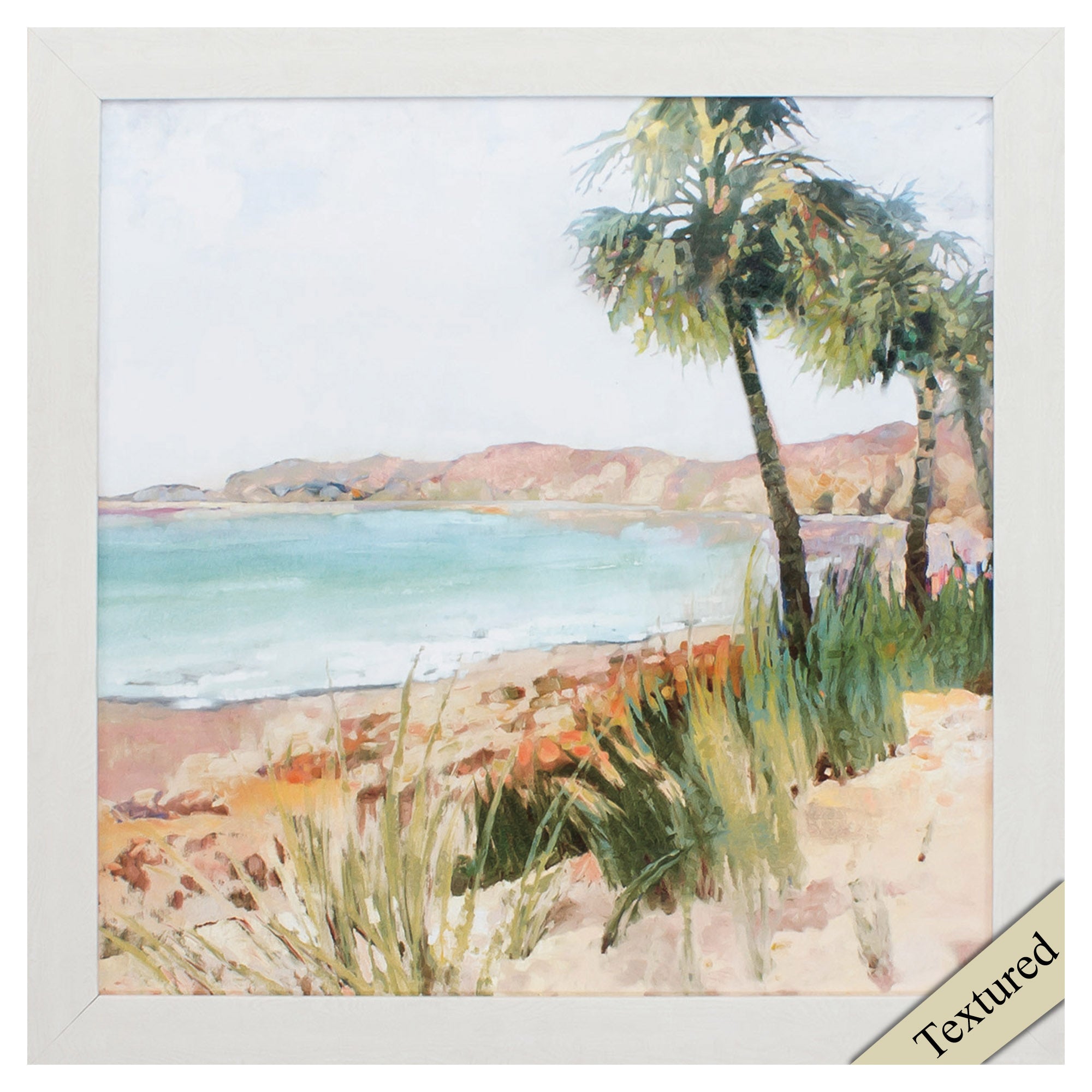 27" X 27" White Frame Coastal Palms II