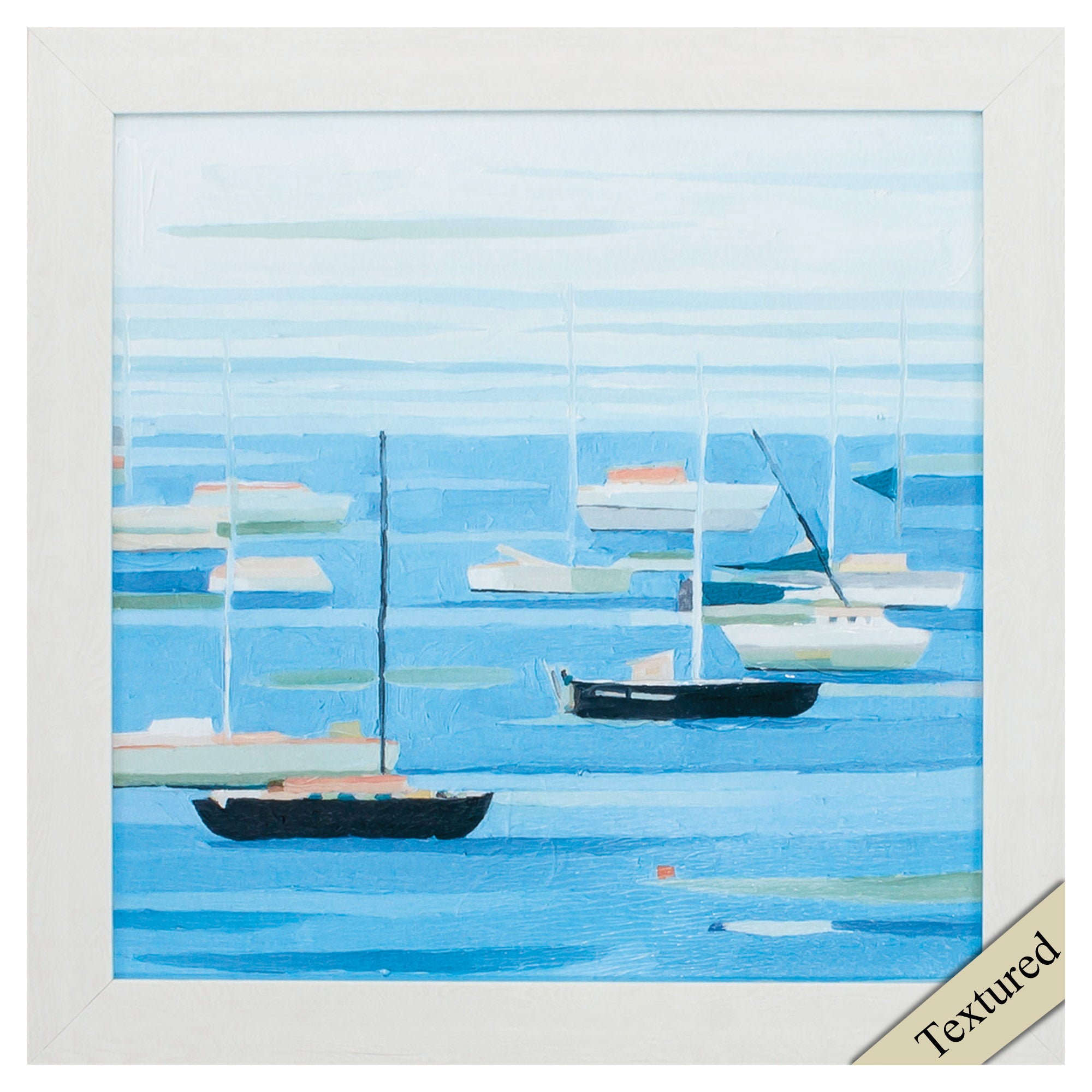 23" X 23" White Frame Summer Regatta II