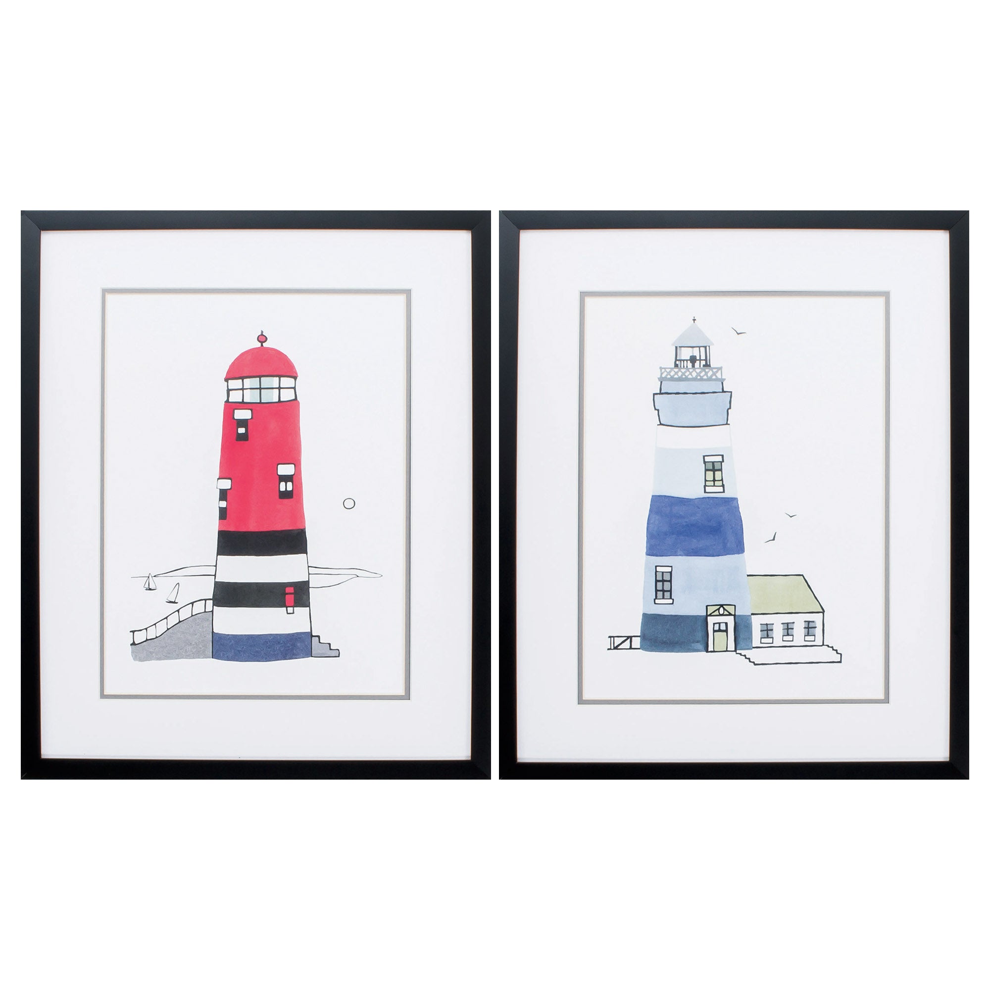 18" X 22" Silver Frame Lighthouse (Set of 2)