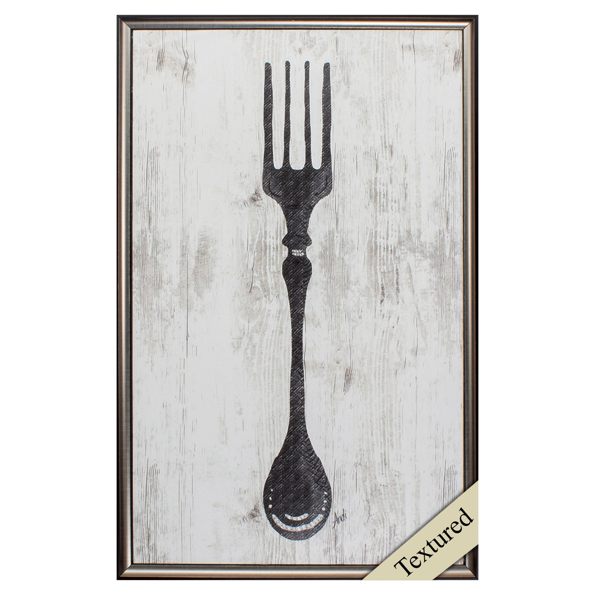 20" X 31" Brown Frame Black Fork On Wood