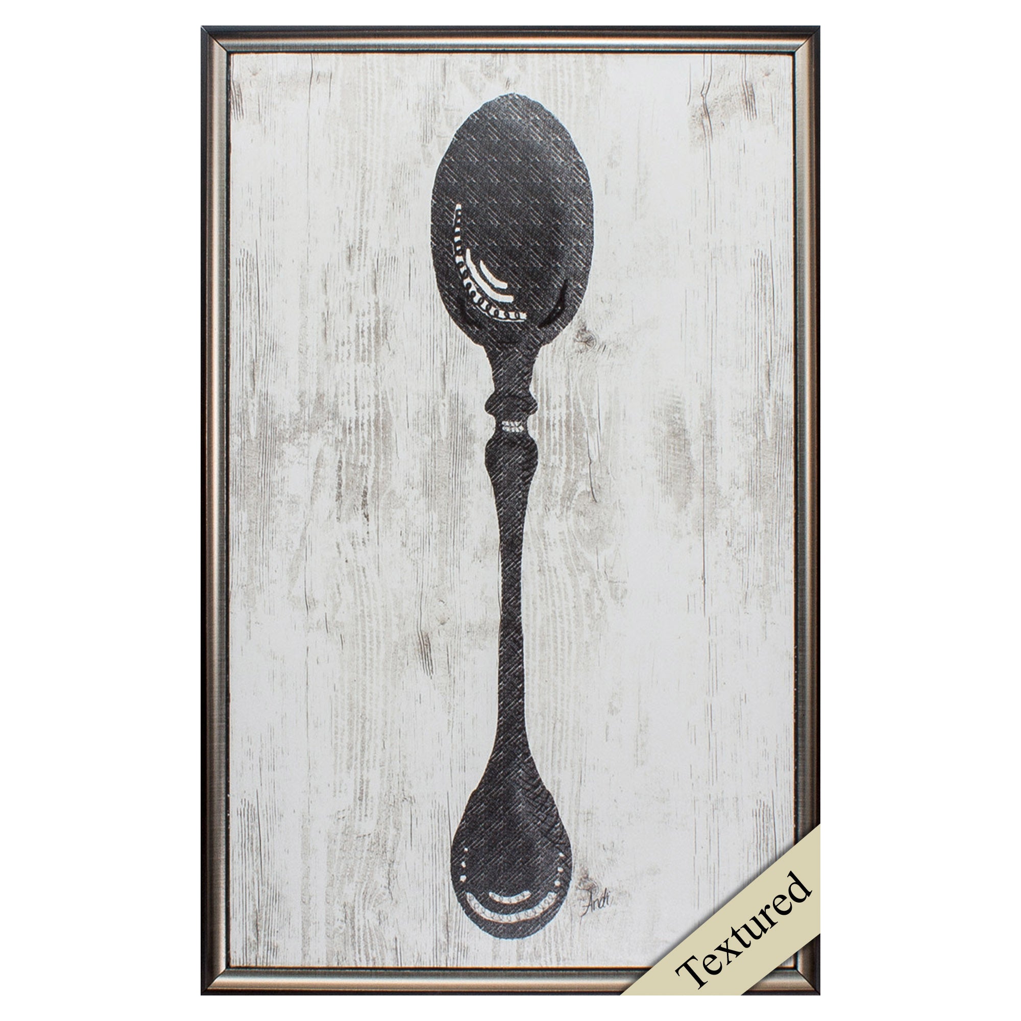 20" X 31" Brown Frame Black Spoon On Wood