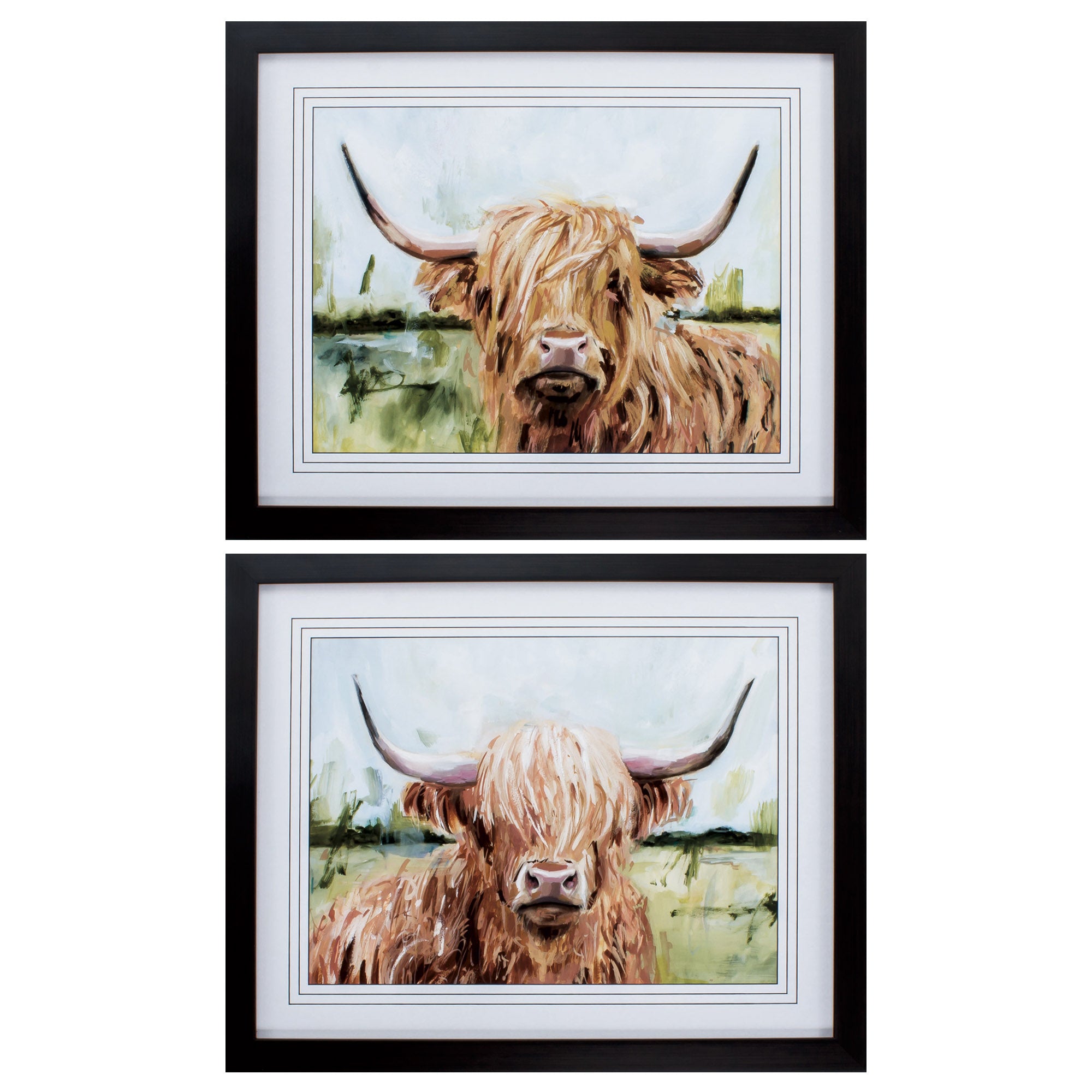 32" X 26" Brown Frame Highland Grazer (Set of 2)