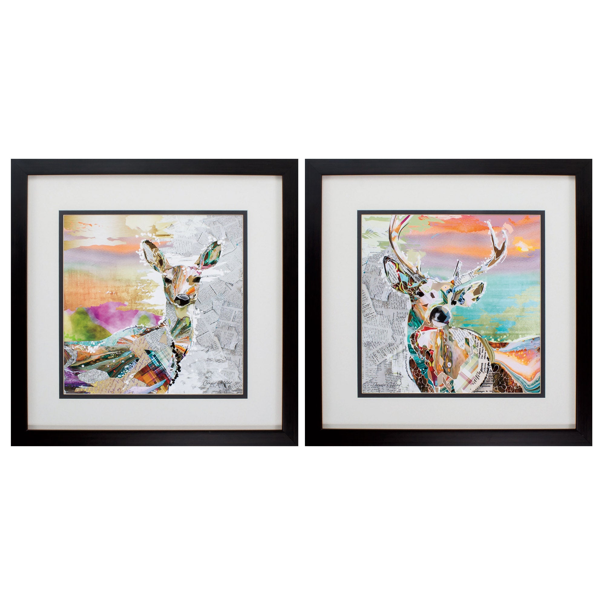 28" X 28" Brown Frame Doe Buck (Set of 2)