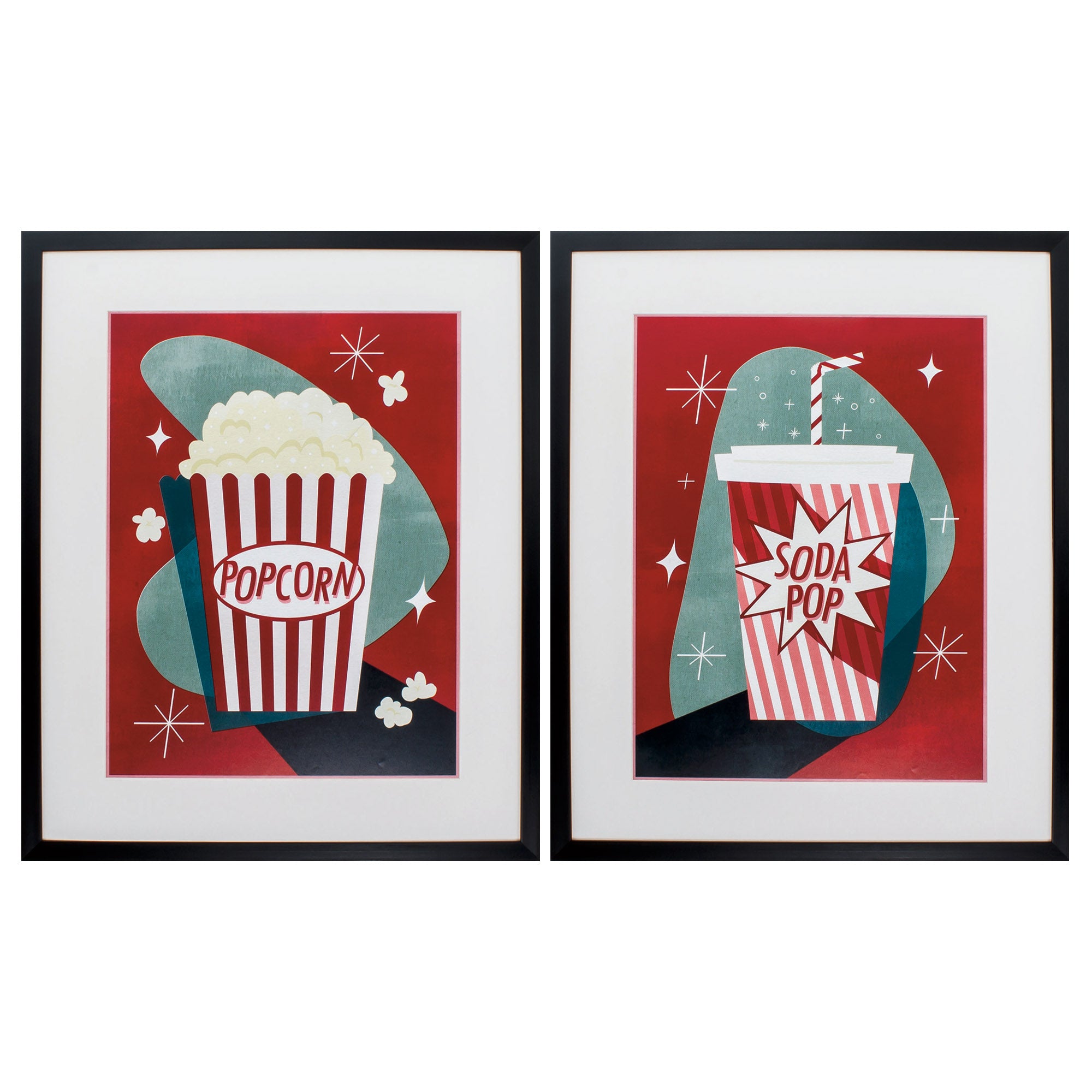 26" X 32" Dark Wood Toned Frame Retro Refreshments (Set of 2)