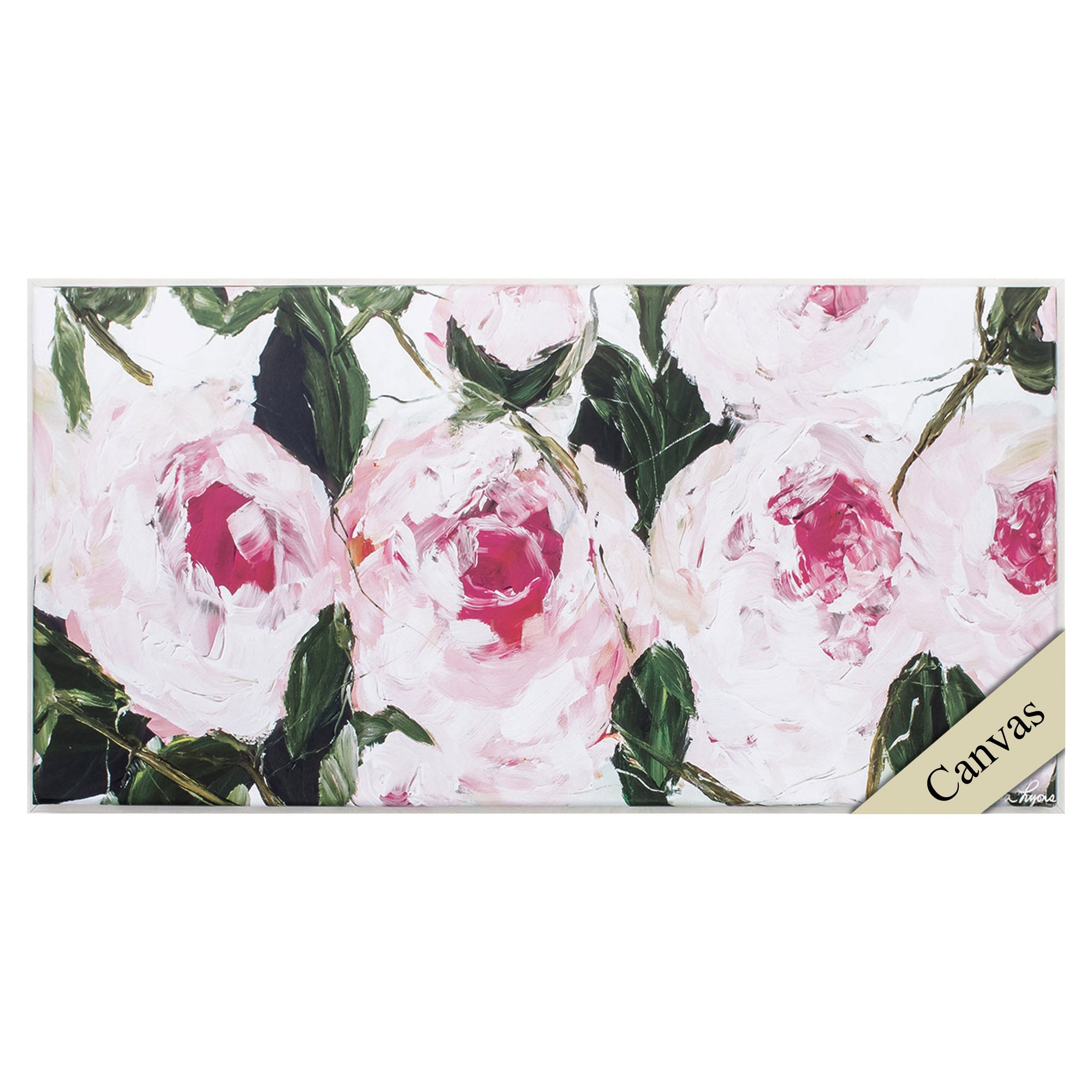 33" X 17" White Frame Pretty Peonies