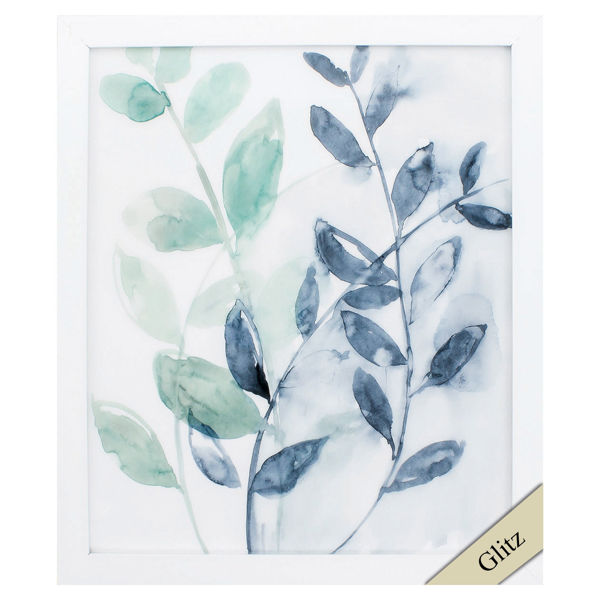 23" X 27" White Frame Water Flow Leaves I