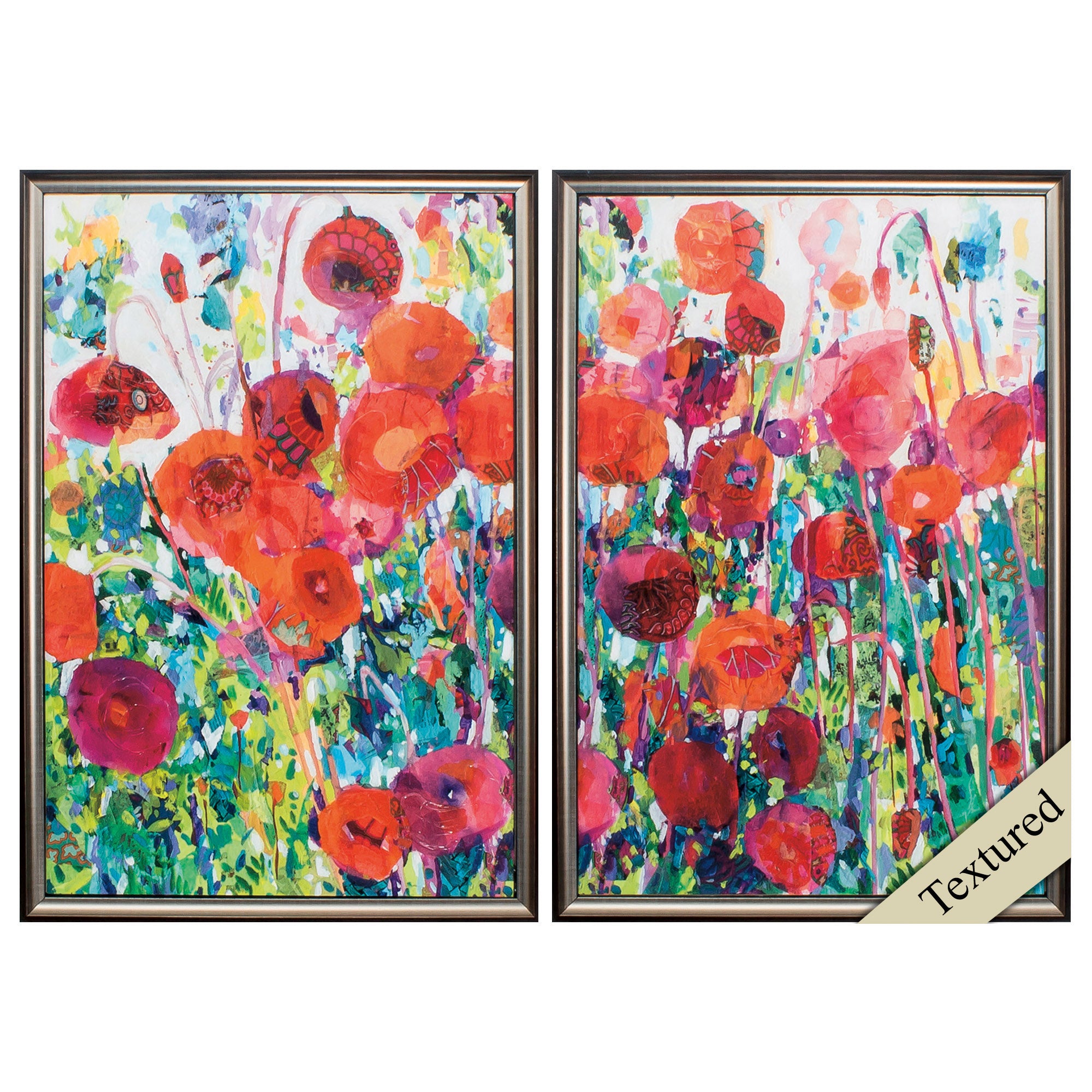 17" X 25" Brown Frame Vivid Poppy Collage (Set of 2)