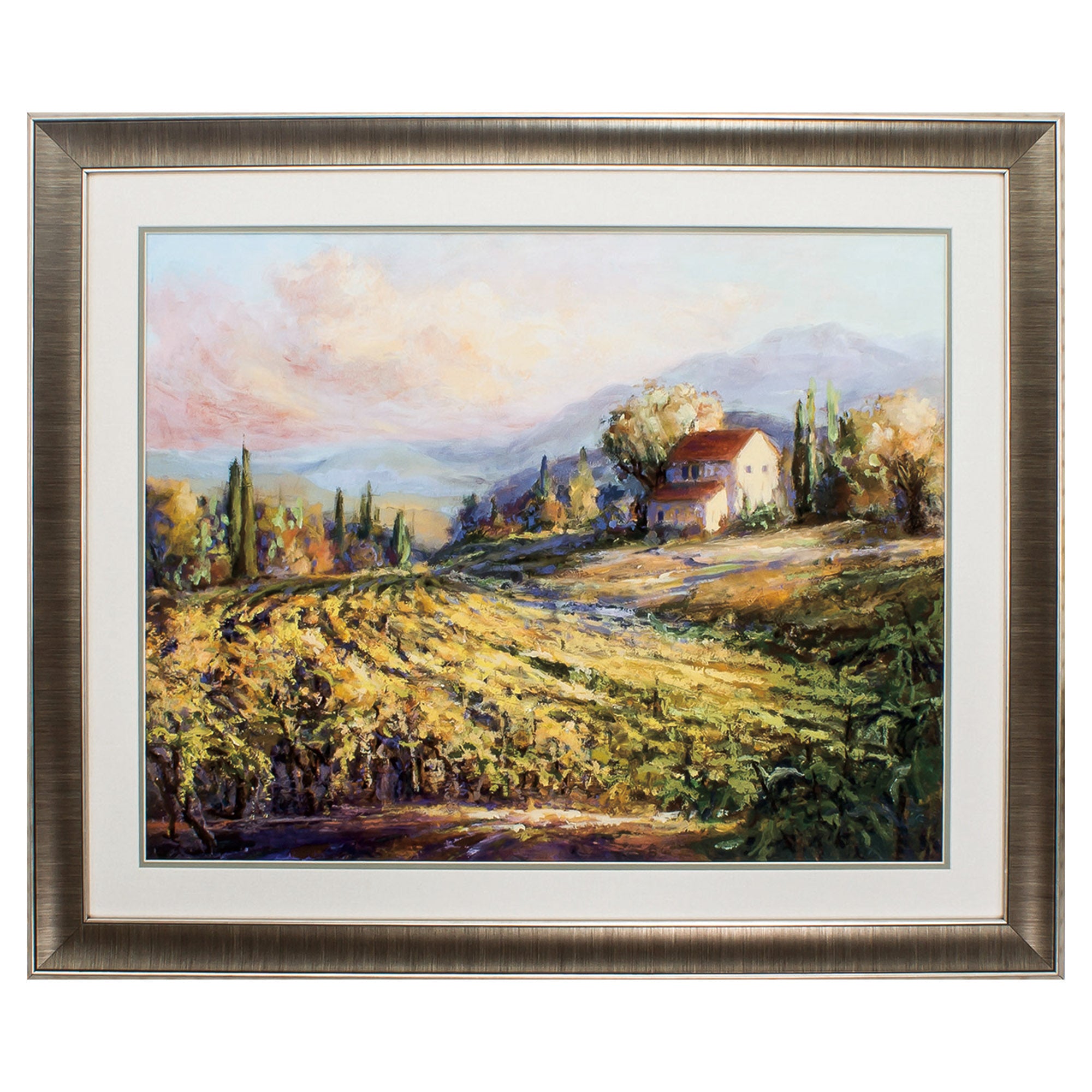 36" X 30" Gunmetal Gray Frame Tranquil Wine Country IIi