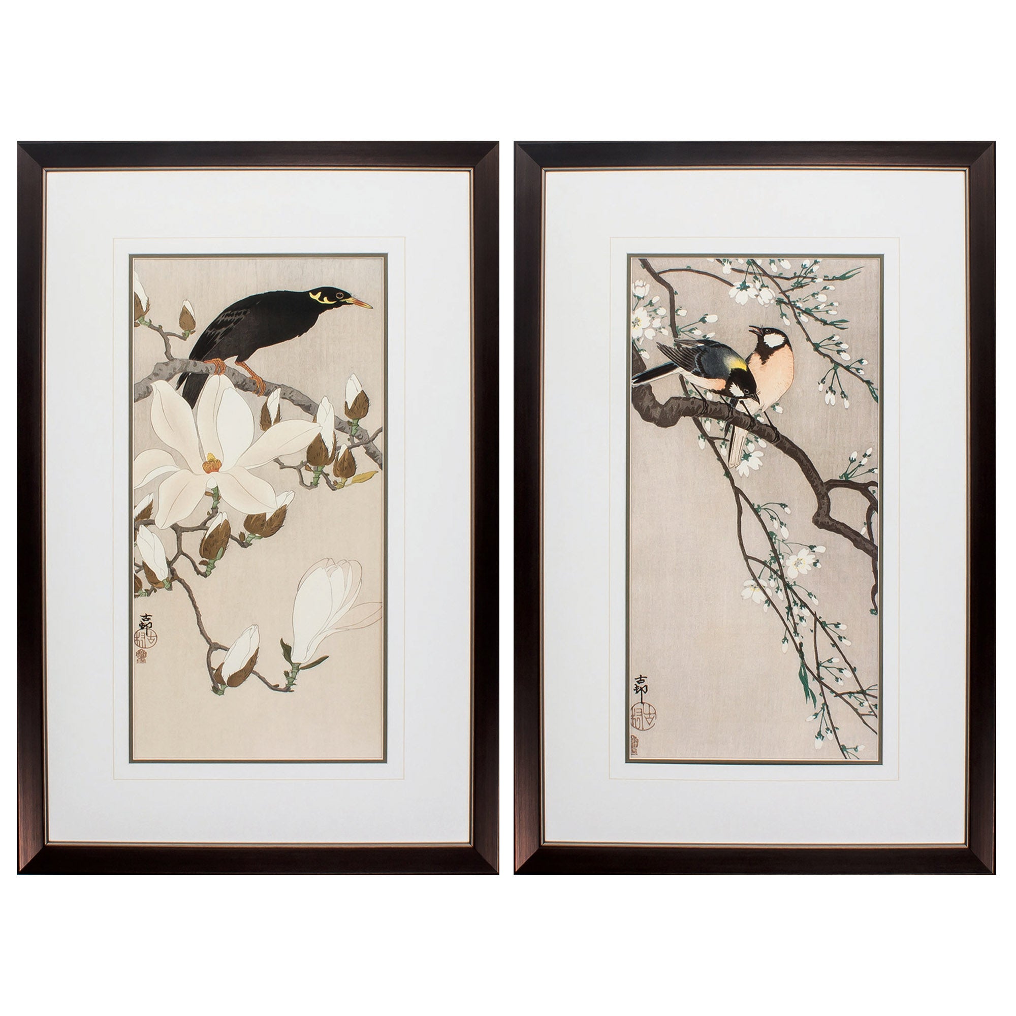 23" X 35" Metallic Bronze Frame Magnolia Cherry (Set of 2)