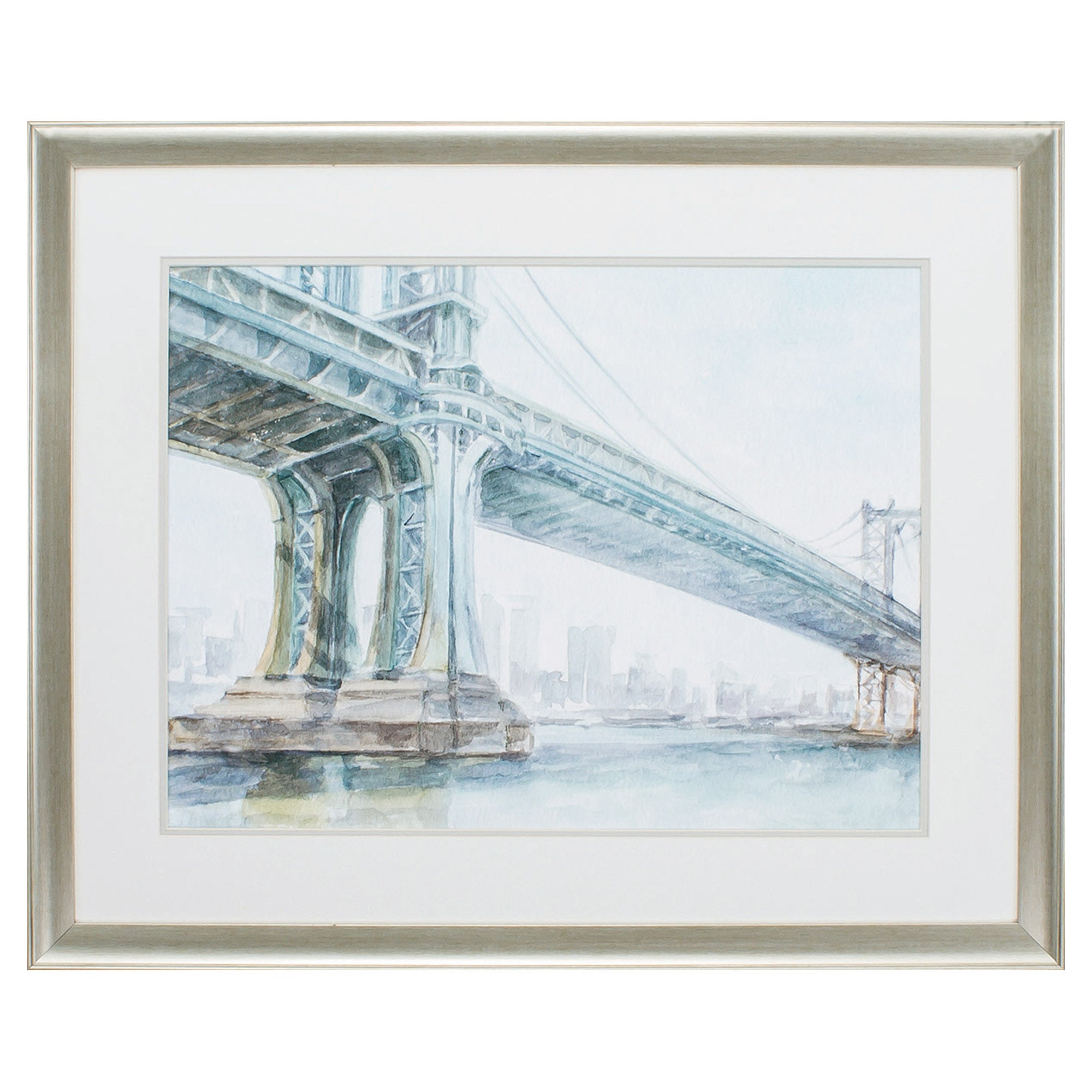 33" X 27" Brushed Silver Frame Watercolor Bridge Iv
