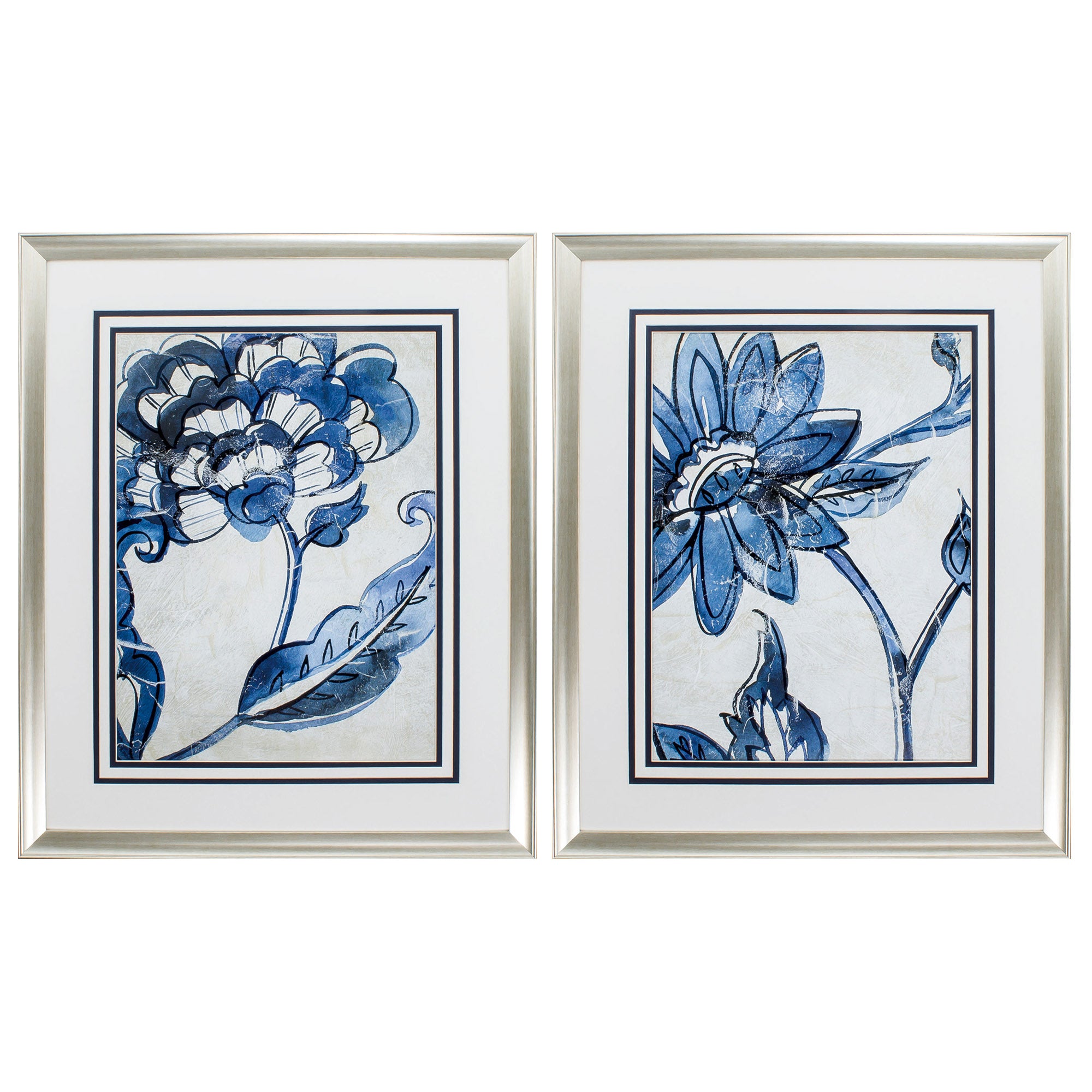 28" X 34" Brushed Silver Frame Vintage Porcelain (Set of 2)