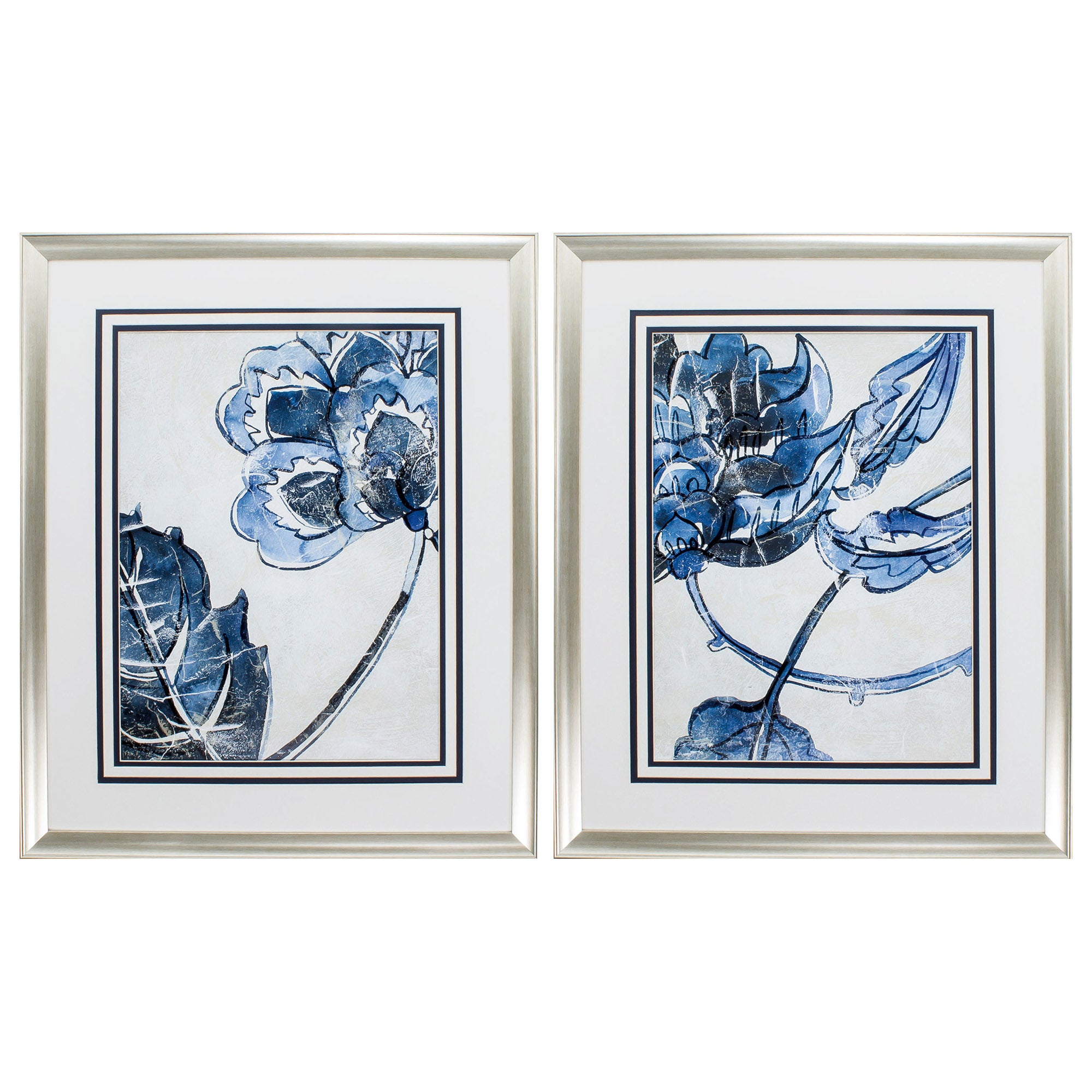 28" X 34" Brushed Silver Frame Vintage Porcelain (Set of 2)