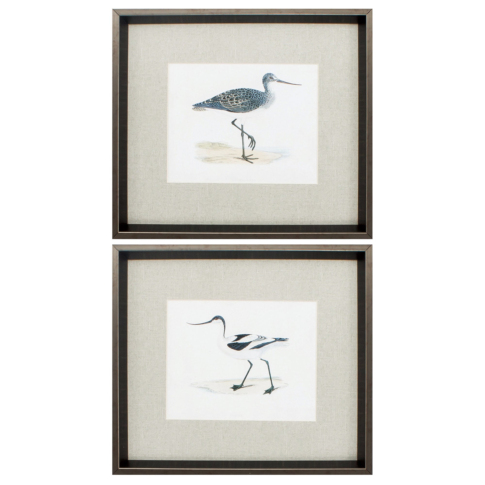 17" X 15" Brushed Silver Frame Morris Sandpipers (Set of 2)