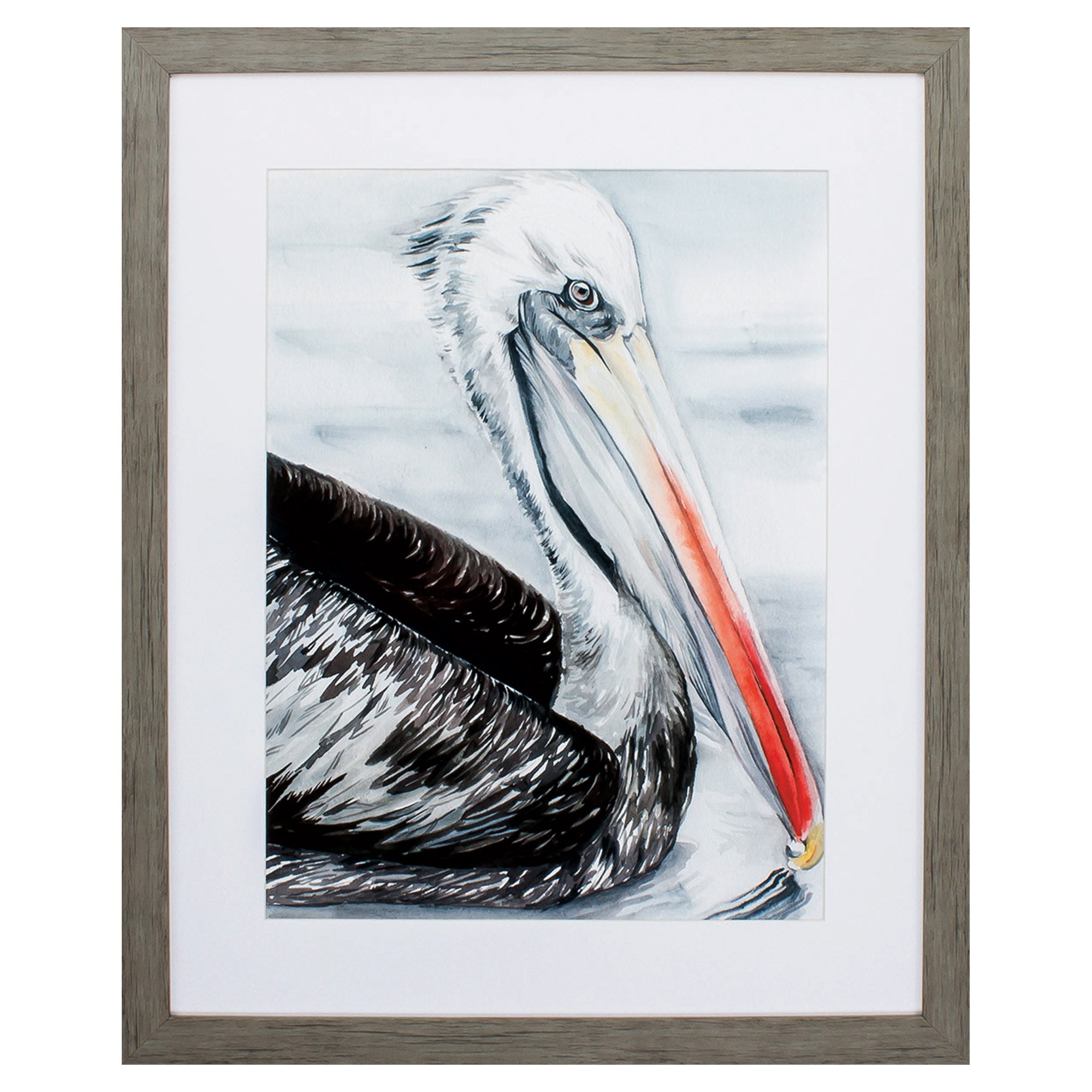 27" X 33" Woodtoned Frame Grey Pelican I