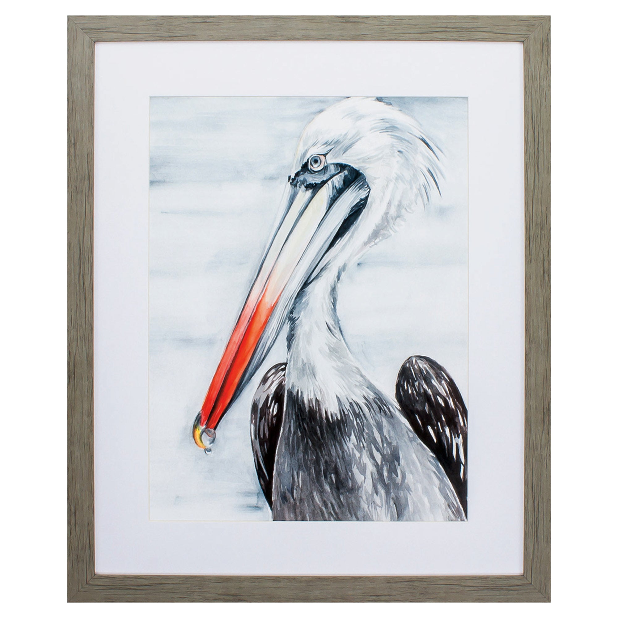 27" X 33" Woodtoned Frame Grey Pelican II