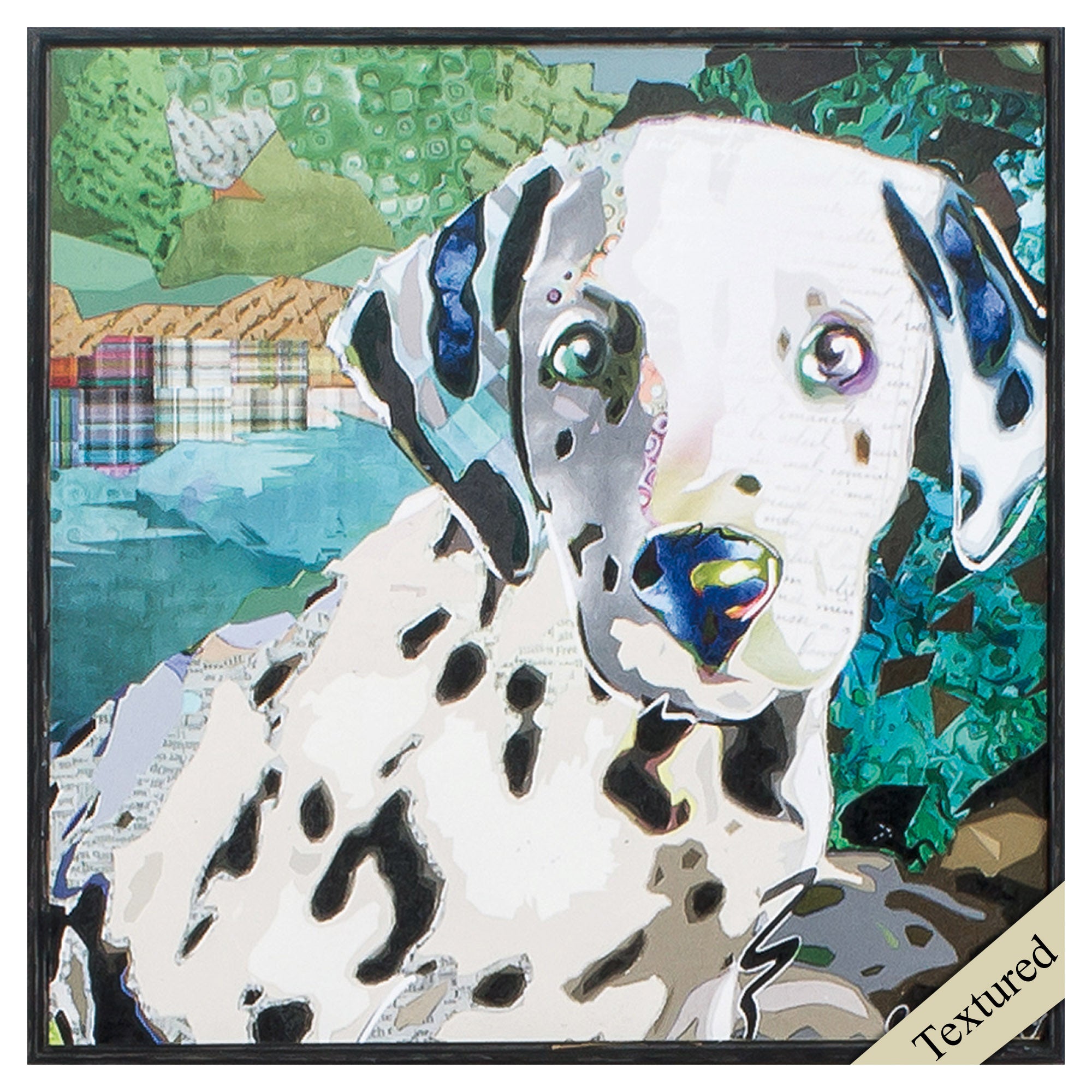 12" X 12" Distressed Black Frame Dalmation