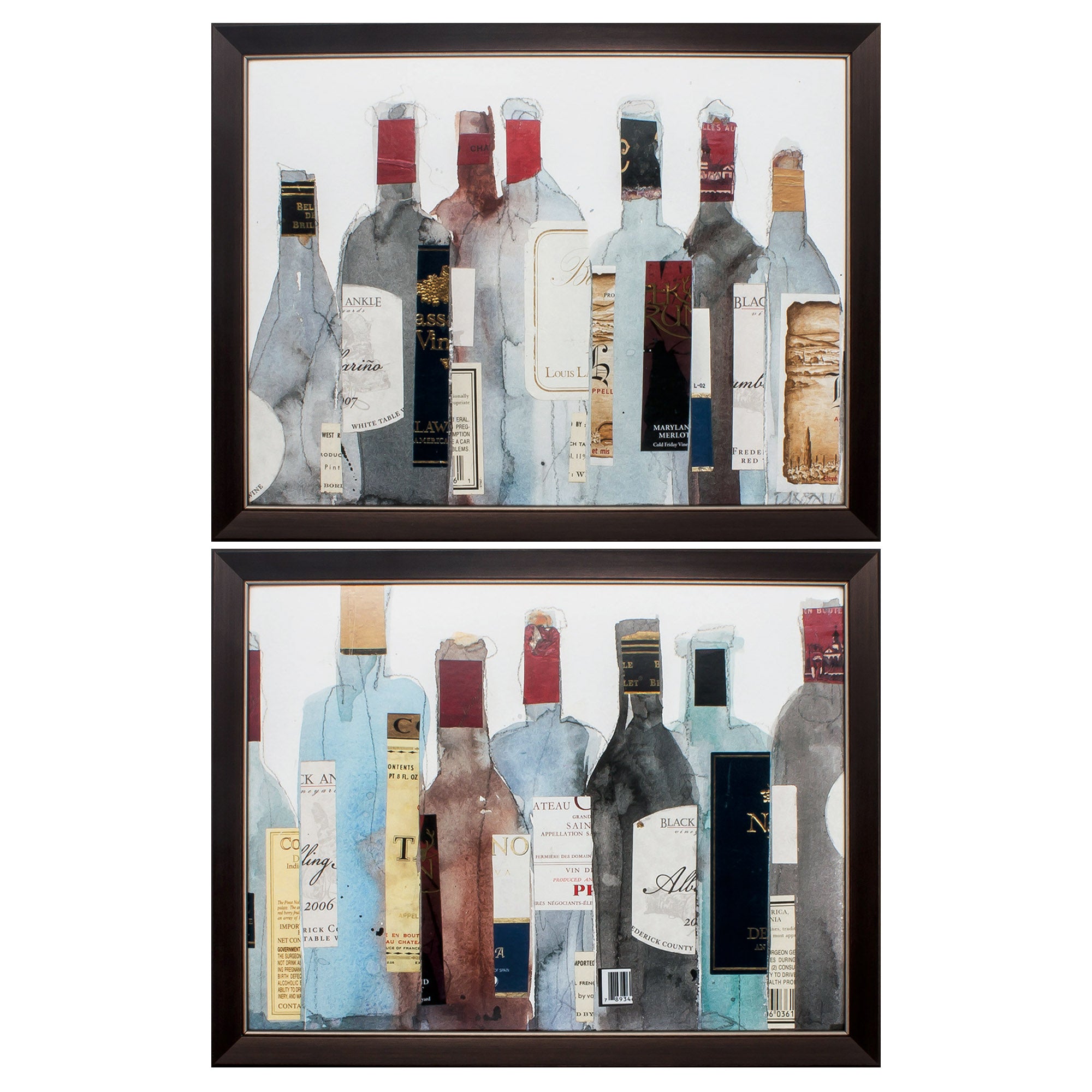 27" X 21" Brown Frame Wine & Spirit (Set of 2)