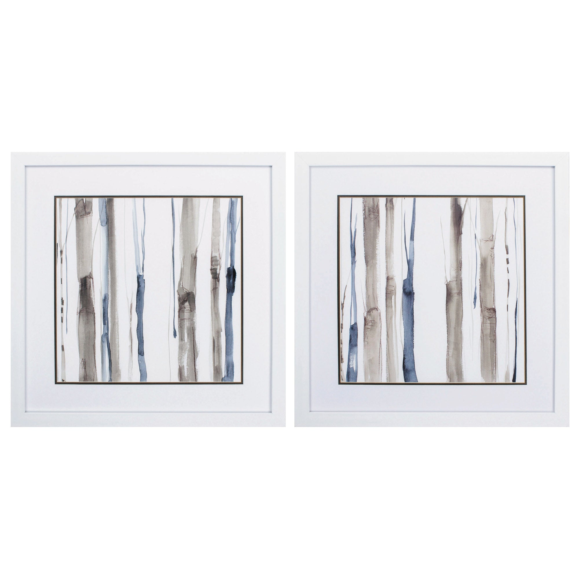 29" X 29" White Frame Duo Tone Trees Set of 2