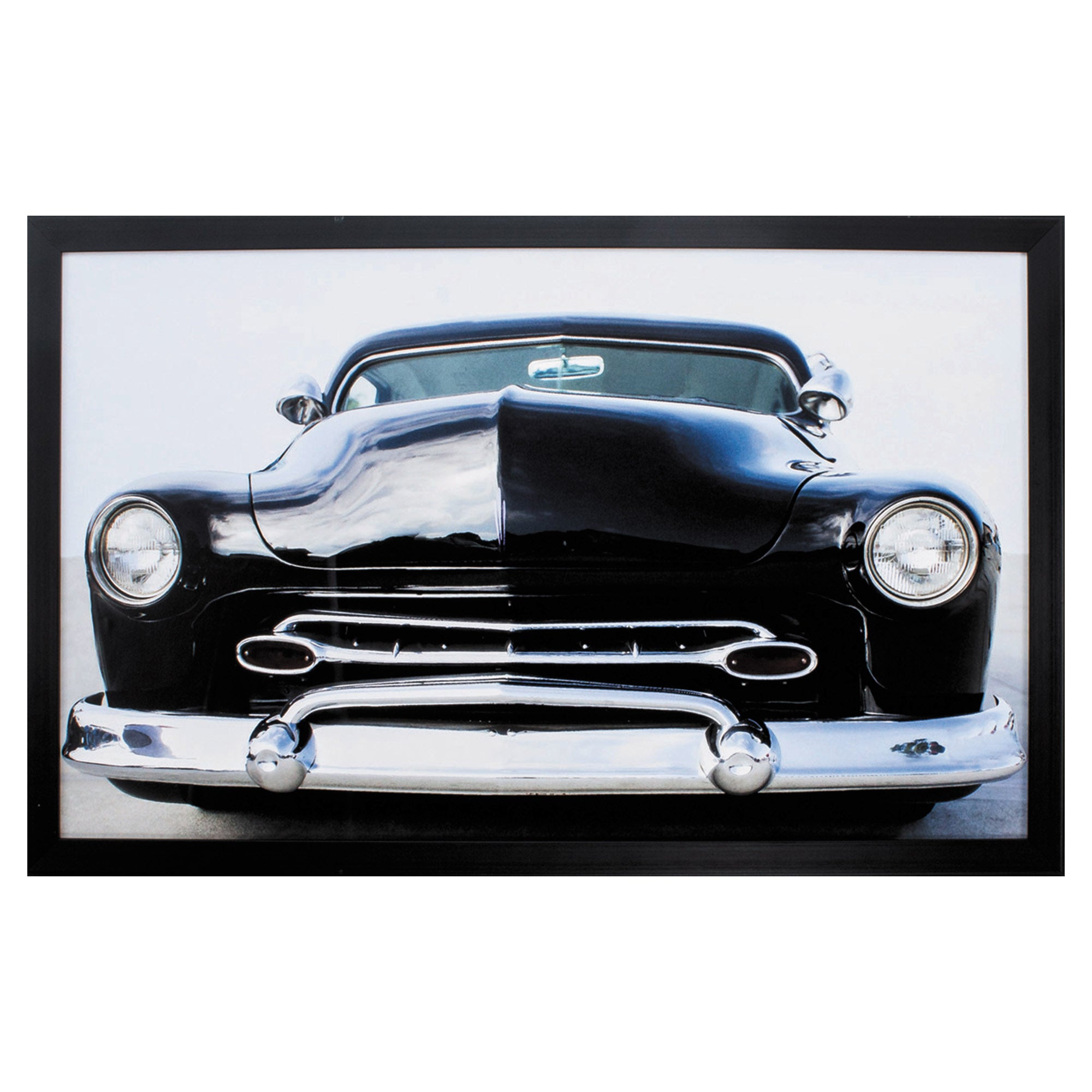 32" X 20" Dark Wood Toned Frame Hot Rod