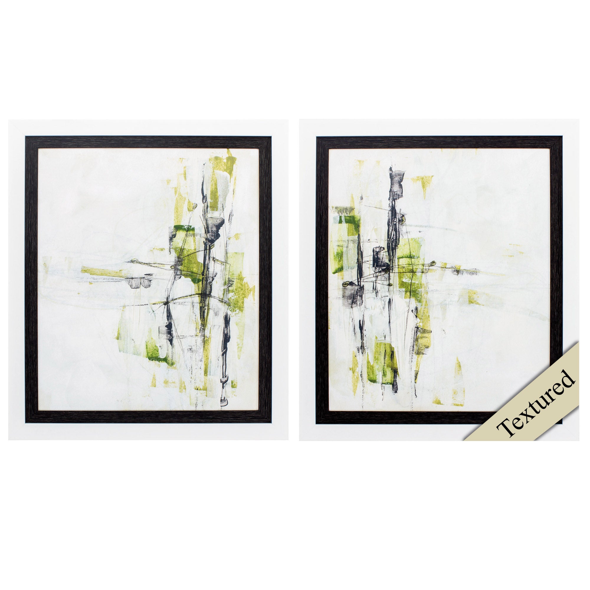 25" X 29" White Frame Green Glass (Set of 2)