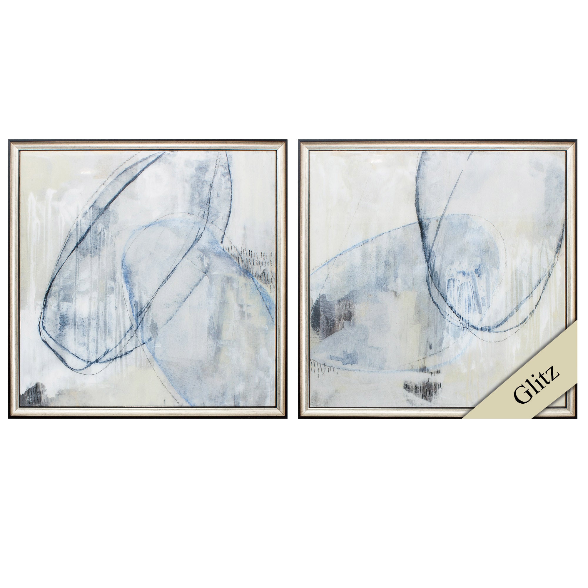 21" X 21" Silver Frame Cool Neutral Loops (Set of 2)