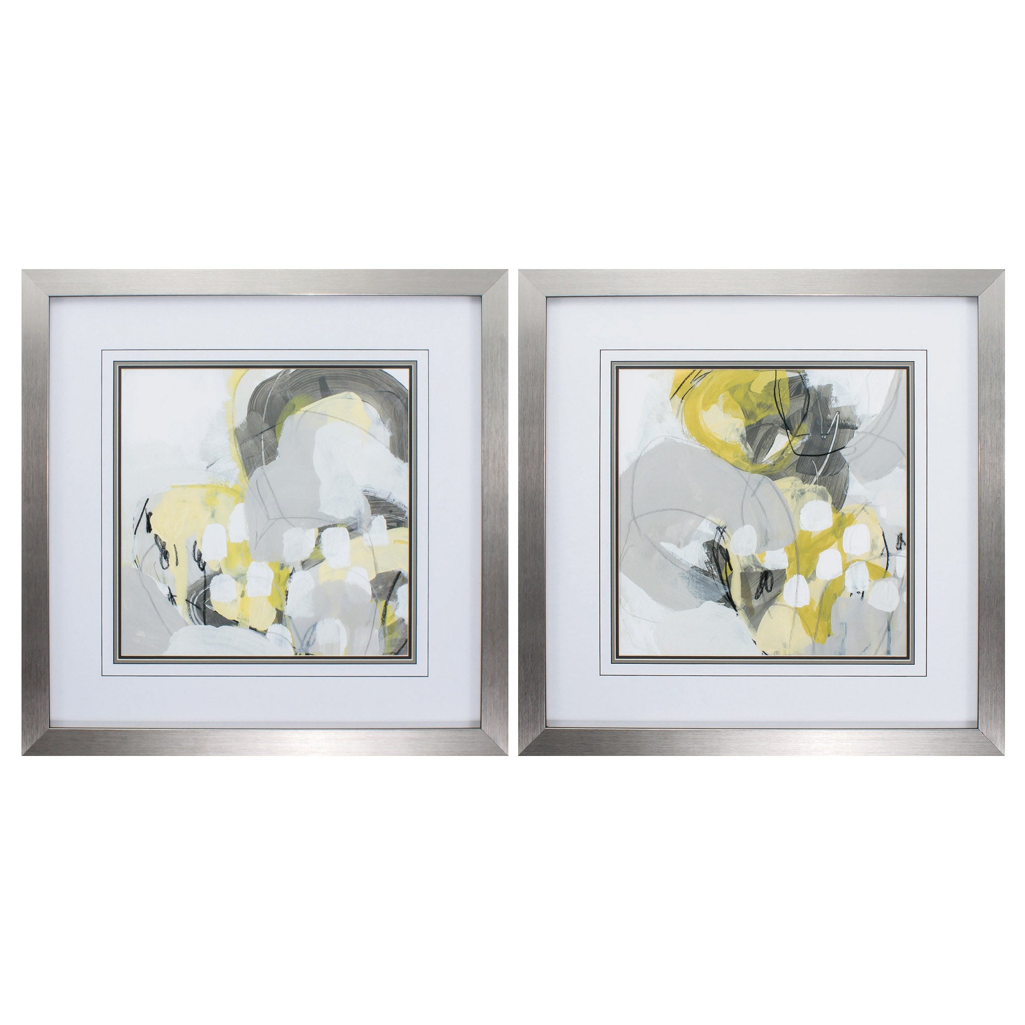 30" X 30" Silver Frame Citron Mist (Set of 2)