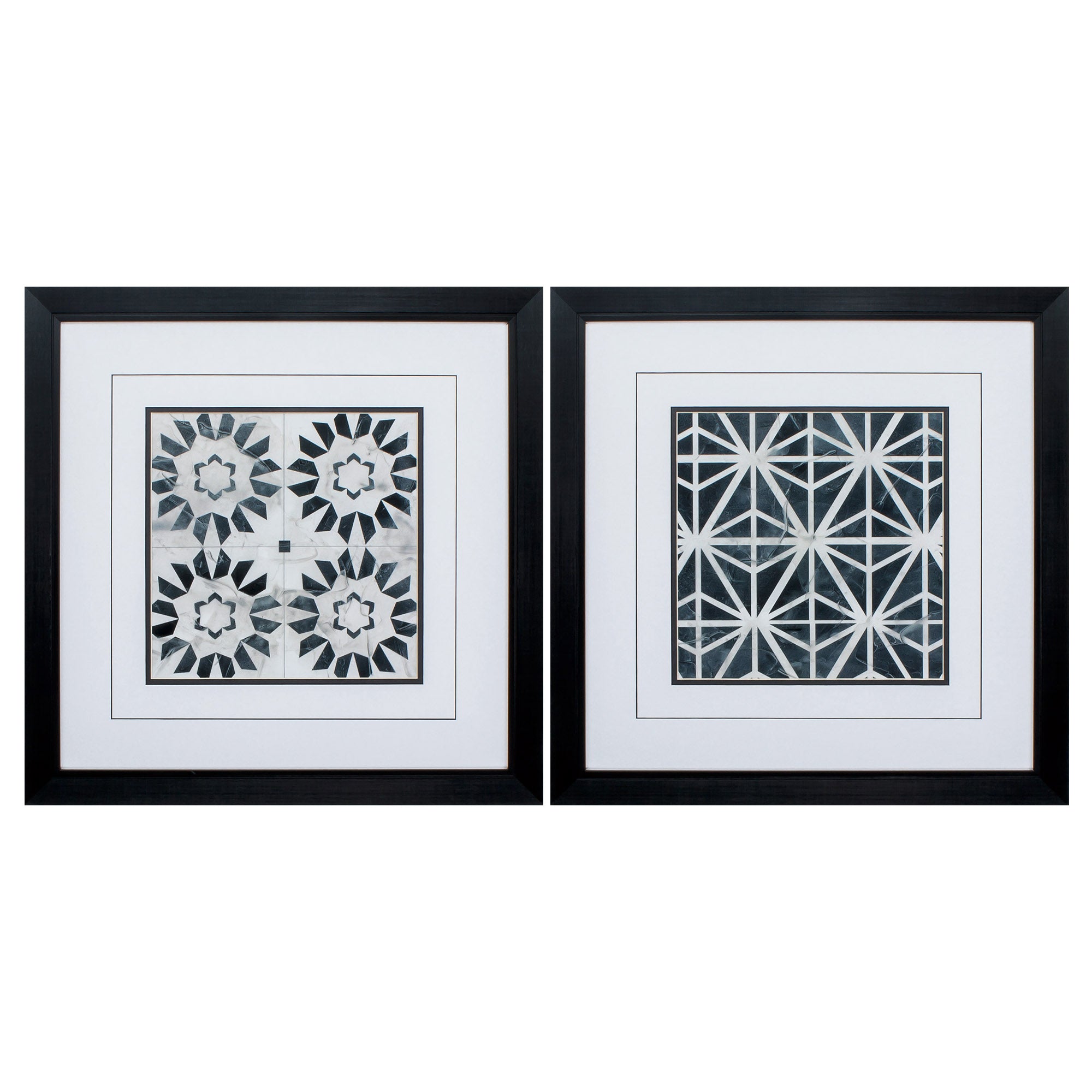 23" X 23" Black Frame Neutral Tile Collect (Set of 2)