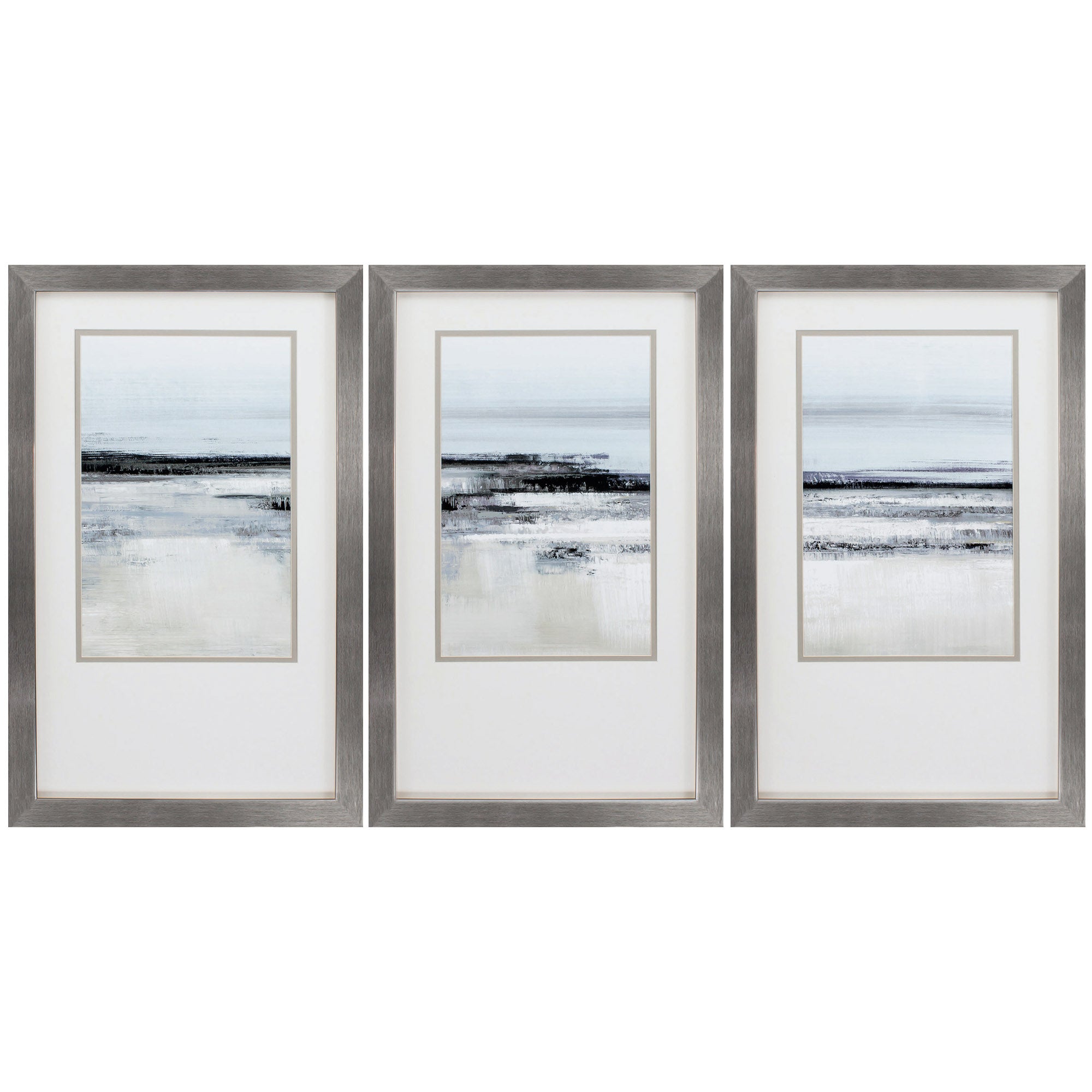 21" X 34" Silver Frame Landform I (Set of 3)