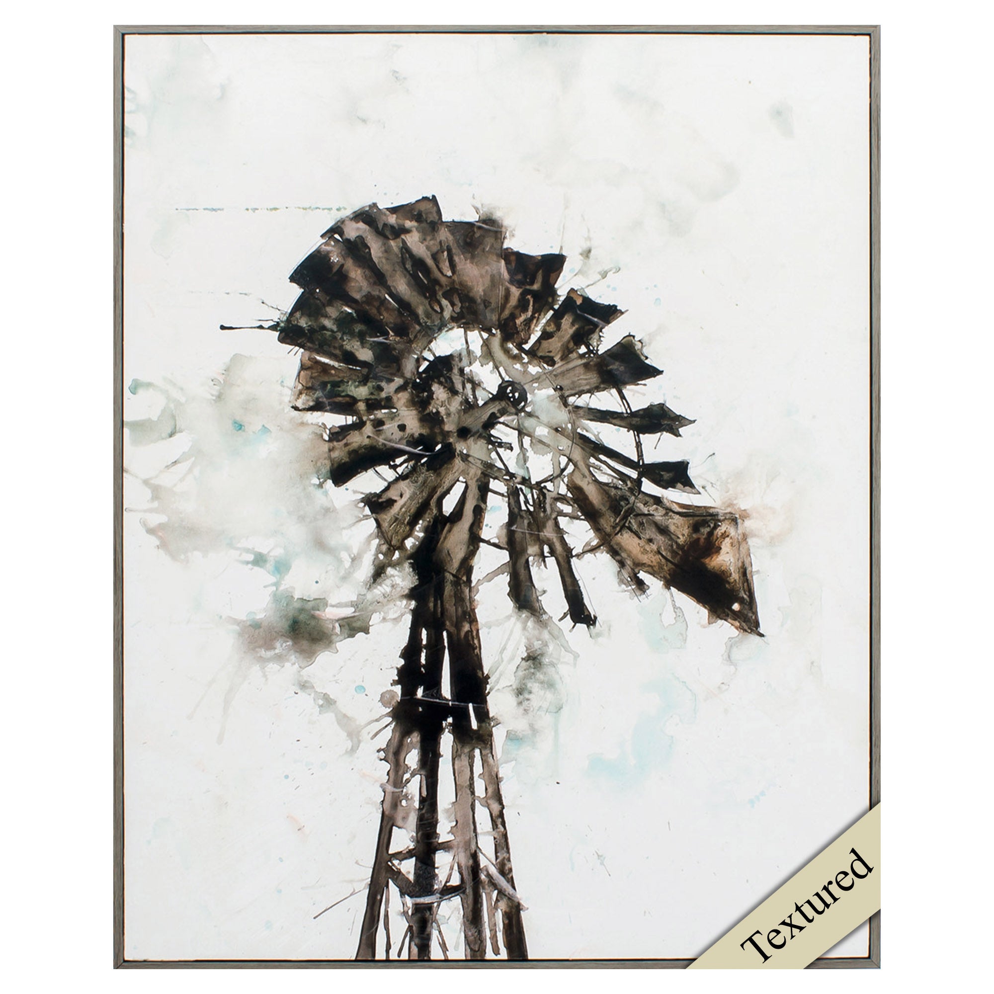 23" X 28" Woodtoned Frame Watercolor Windmill