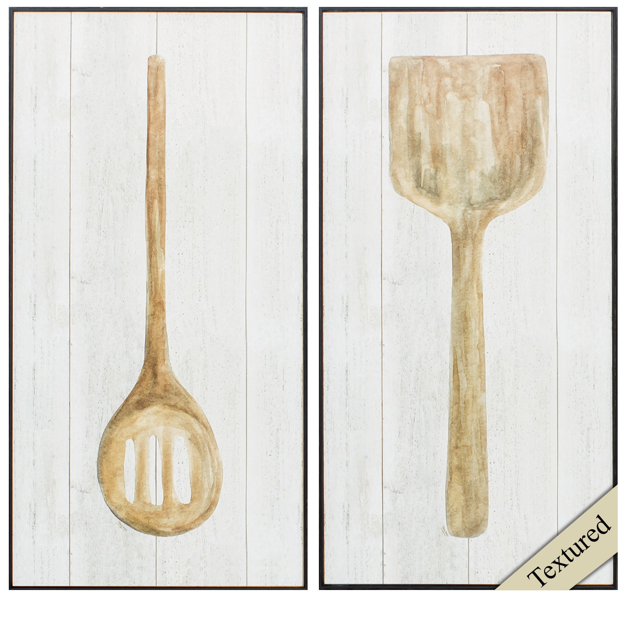 12" X 24" Distressed Black Frame Vintage Utensils (Set of 2)