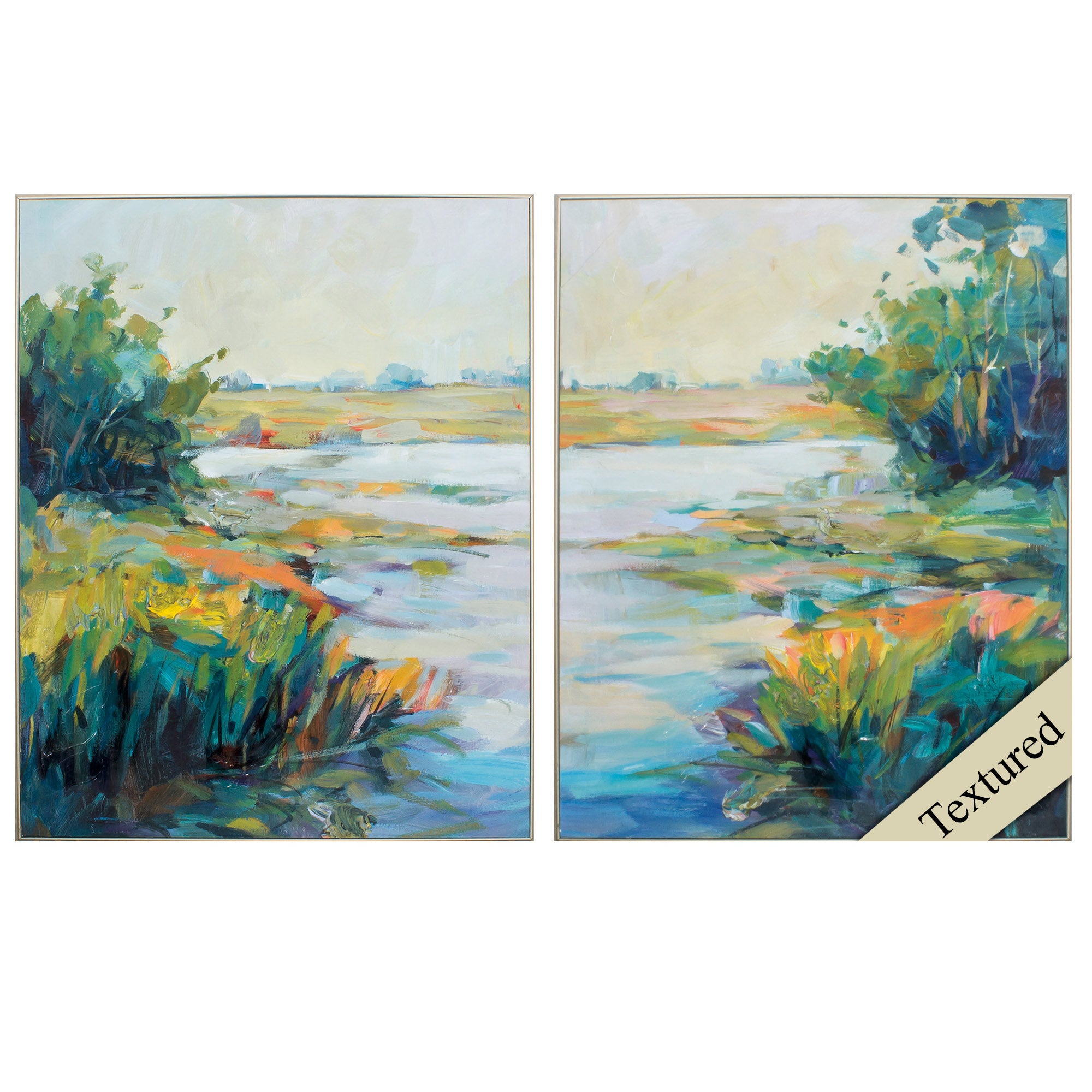 24" X 30" Ligth Wood Toned Frame Marsh Colors (Set of 2)