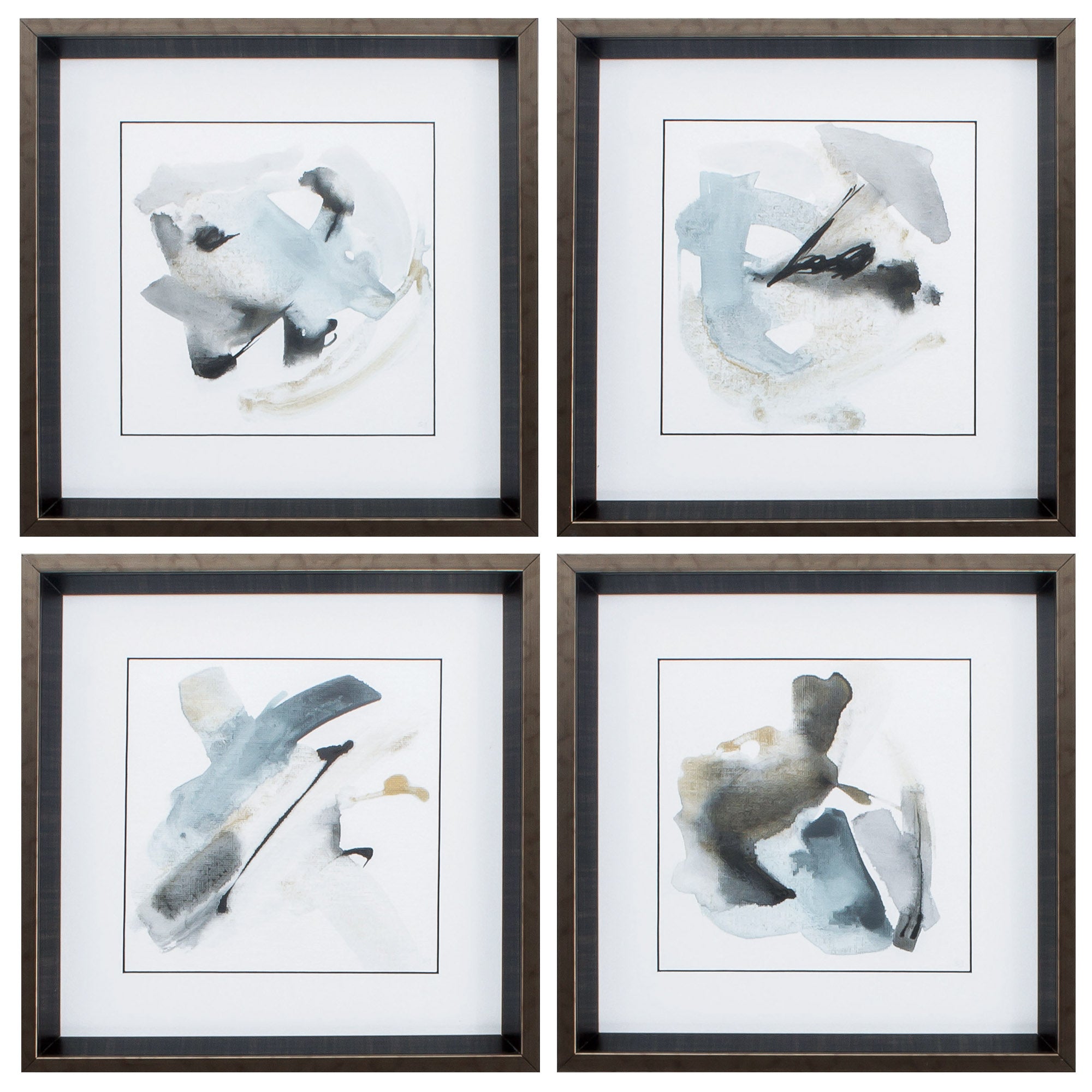13" X 13" Brushed Silver Frame Sand & Sky (Set of 4)