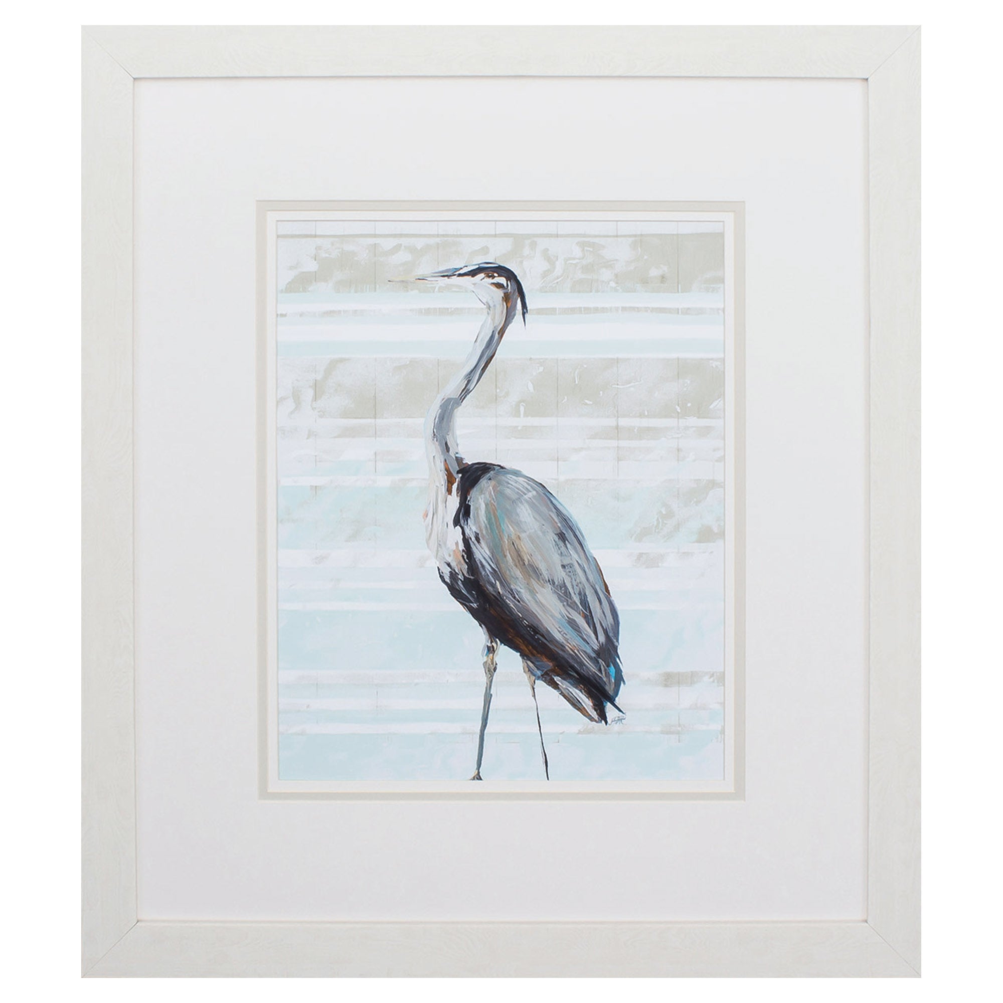 29" X 33" White Frame Grey Heron I