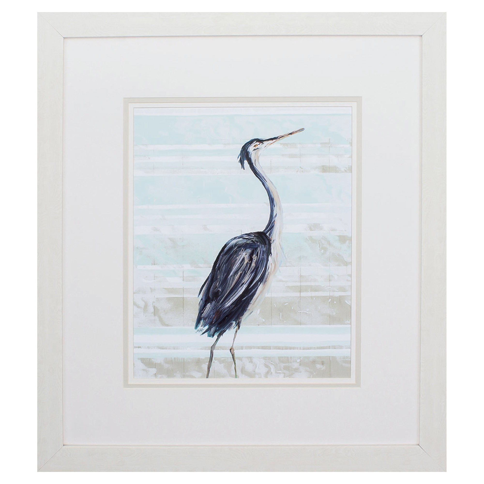 29" X 33" White Frame Grey Heron II
