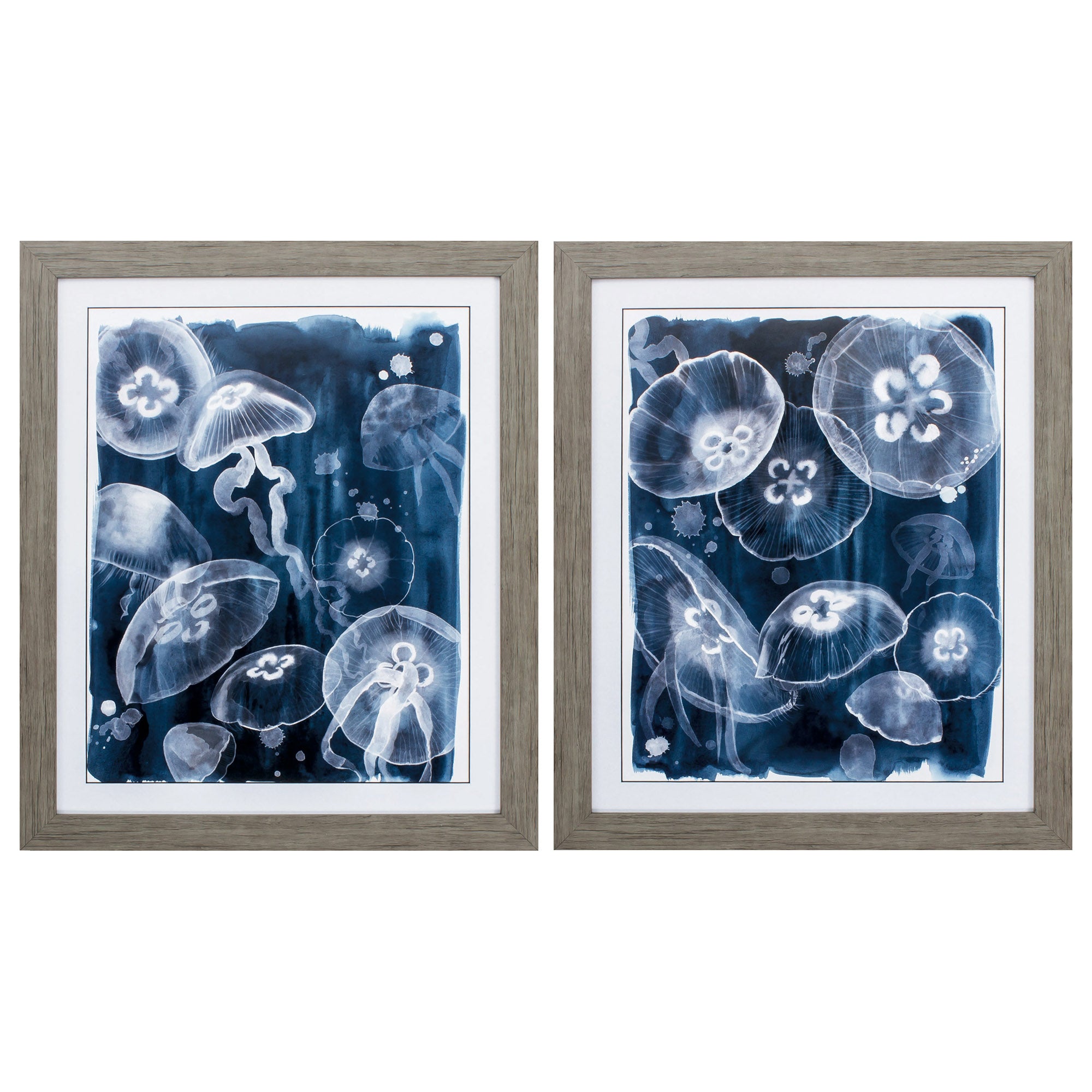 21" X 25" Woodtoned Frame Moon Jellies (Set of 2)