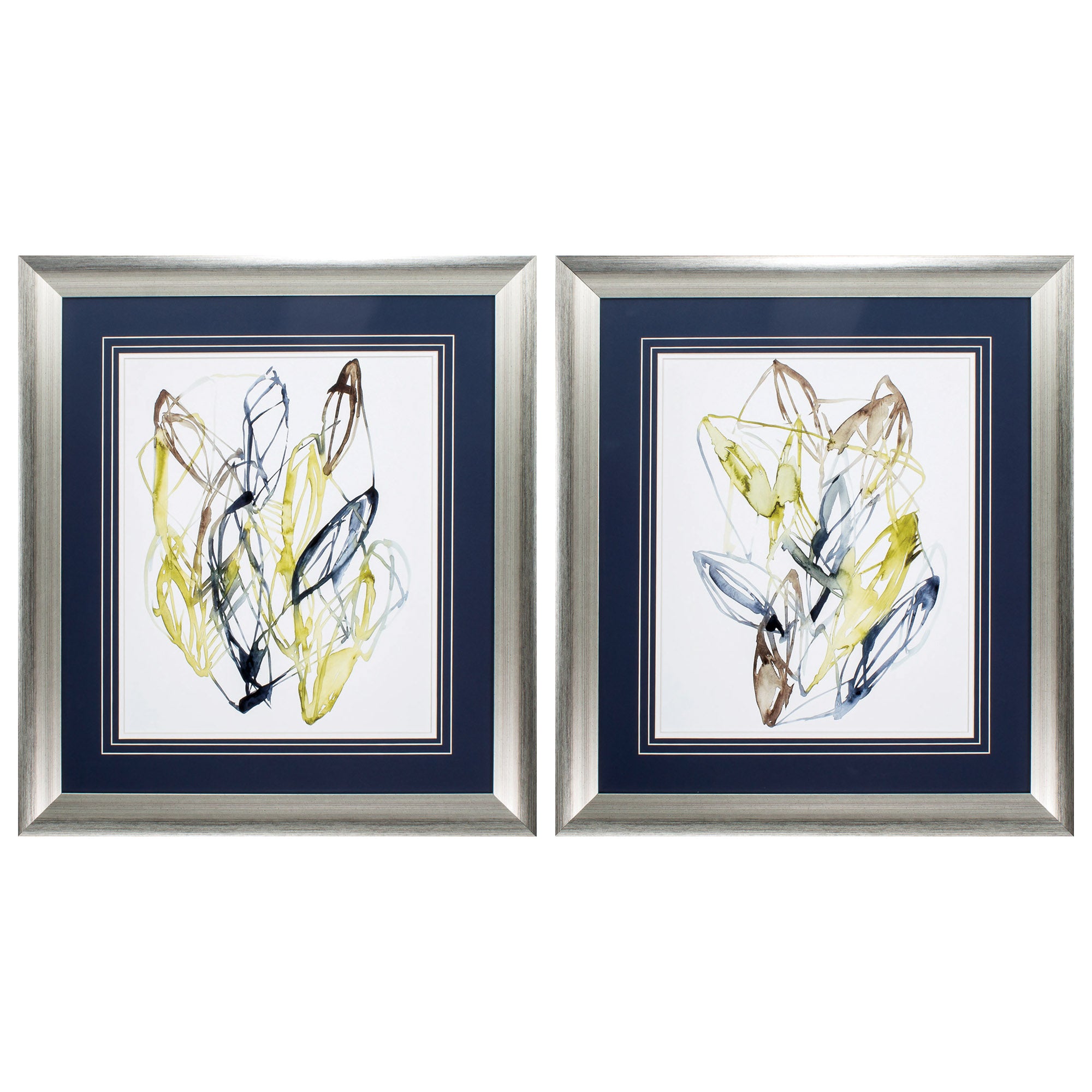 27" X 31" Silver Frame Leaf Pathways (Set of 2)