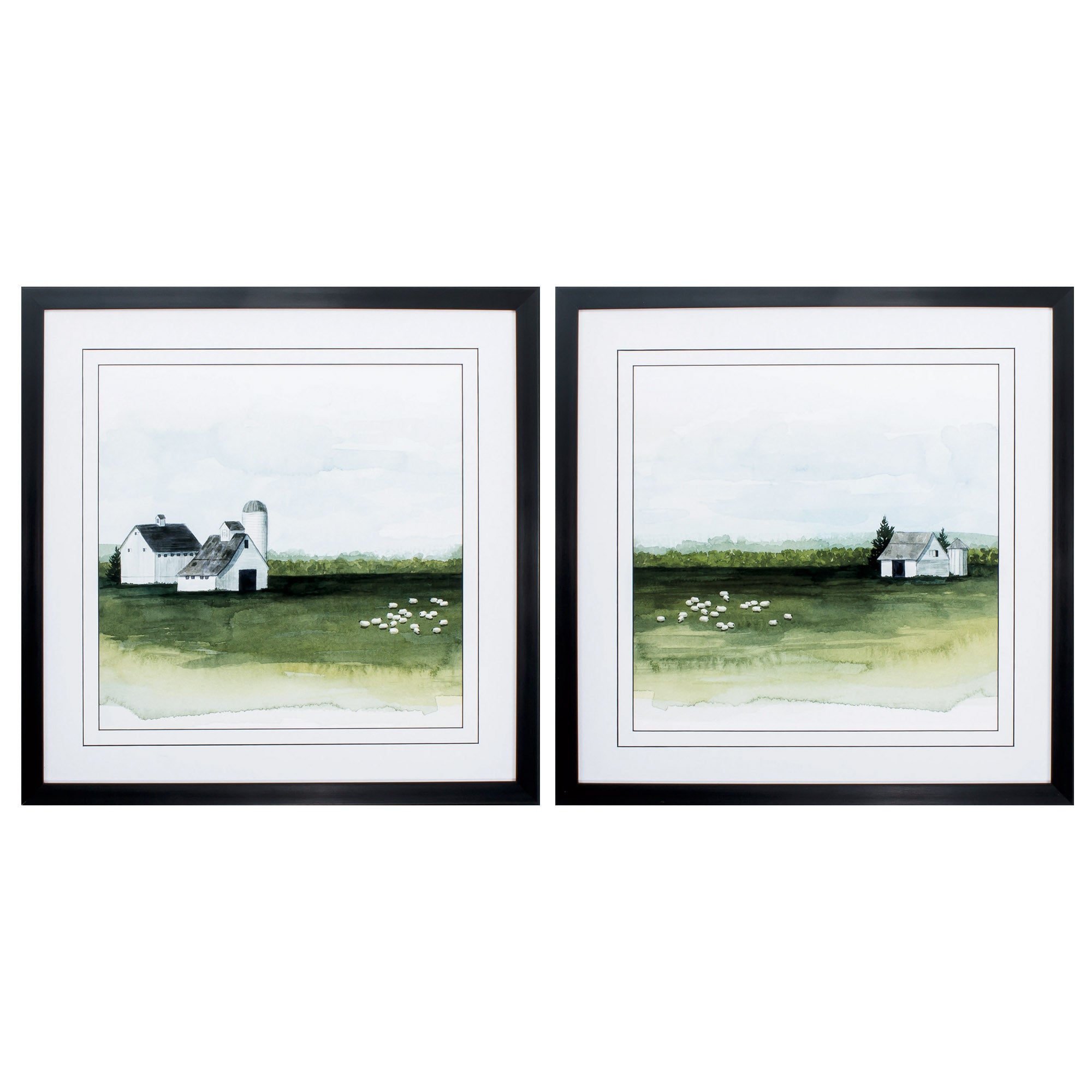 25" X 25" Dark Wood Toned Frame Delilahs Farm (Set of 2)