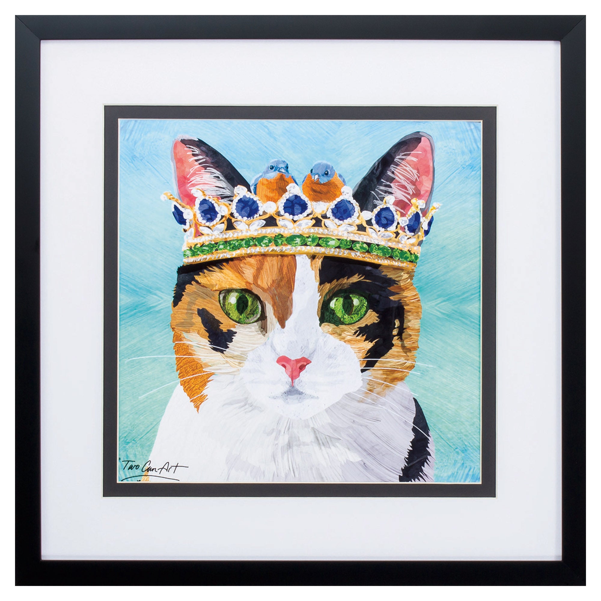 18" X 18" Silver Frame Crown Cat