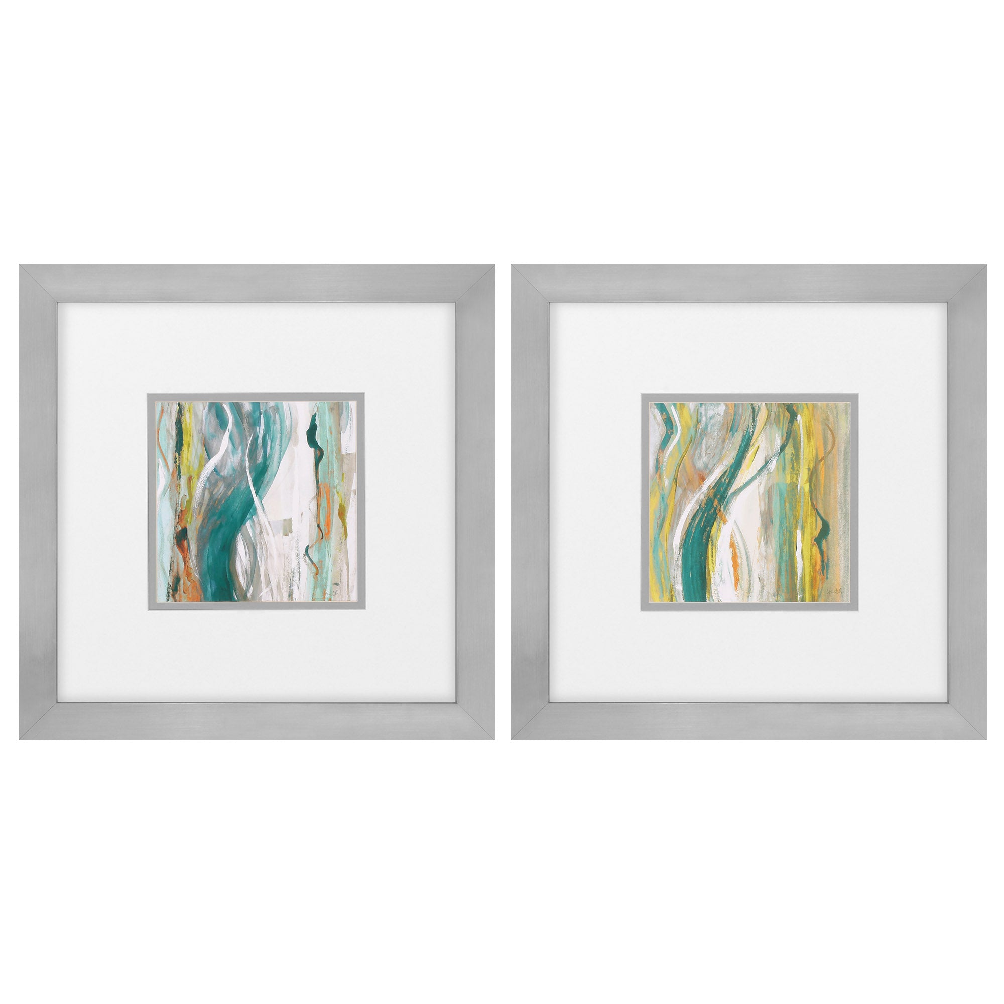 28" X 28" Silver Frame Coastal Bossa Nova (Set of 2)