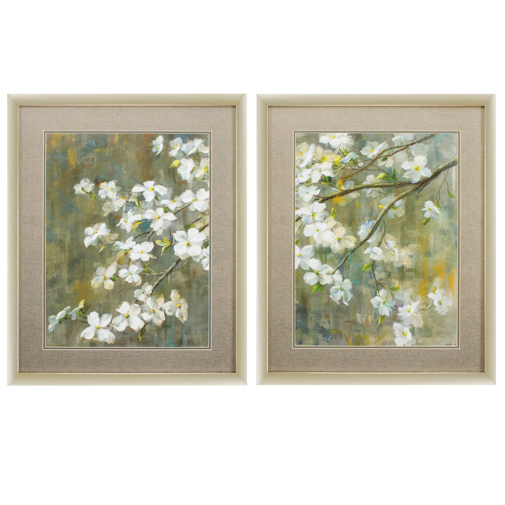 26" X 32" Champagne Gold Color Frame  Dogwood In Spring (Set of 2)