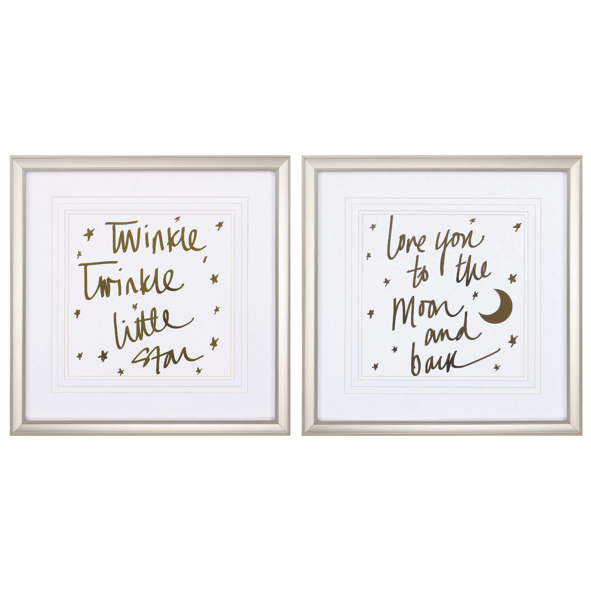 20" X 20" Champagne Gold Color Frame  Twinkle Love (Set of 2)