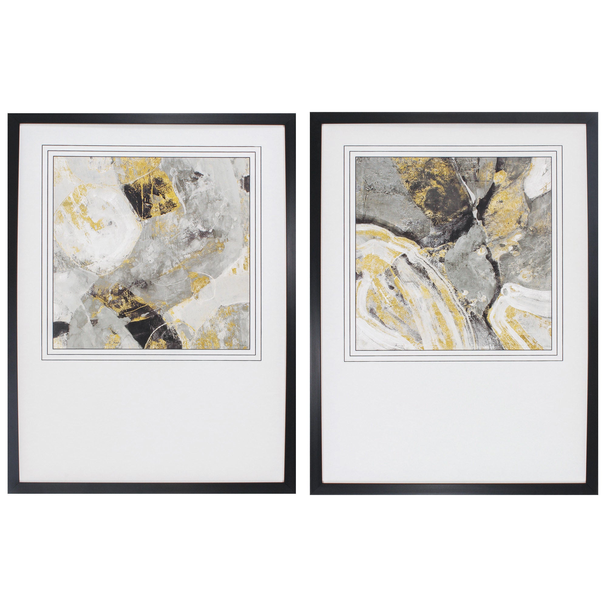 26" X 35" Dark Wood Toned Frame Painted Phoenix (Set of 2)