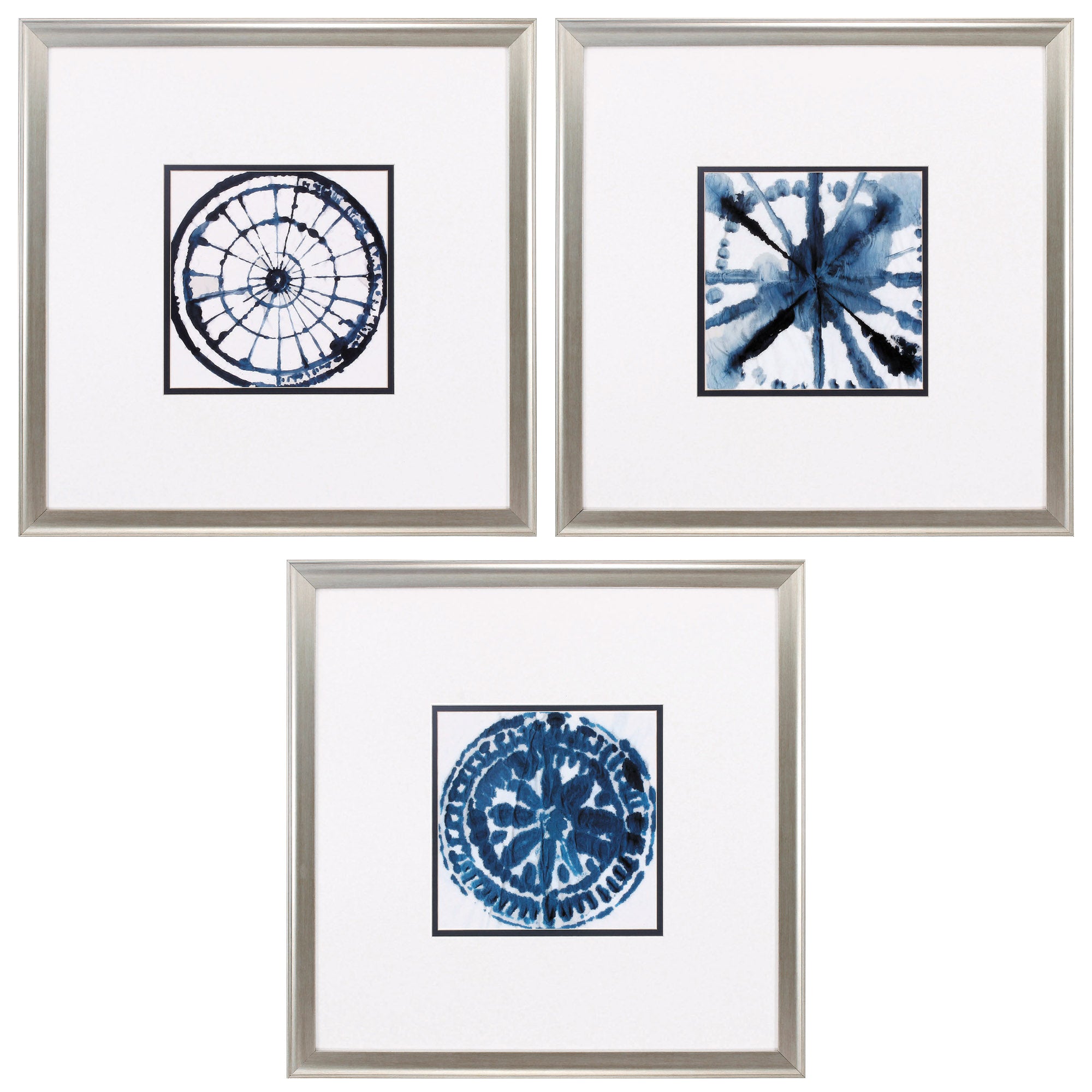 28" X 28" Brushed Silver Frame Indigo Dye (Set of 3)