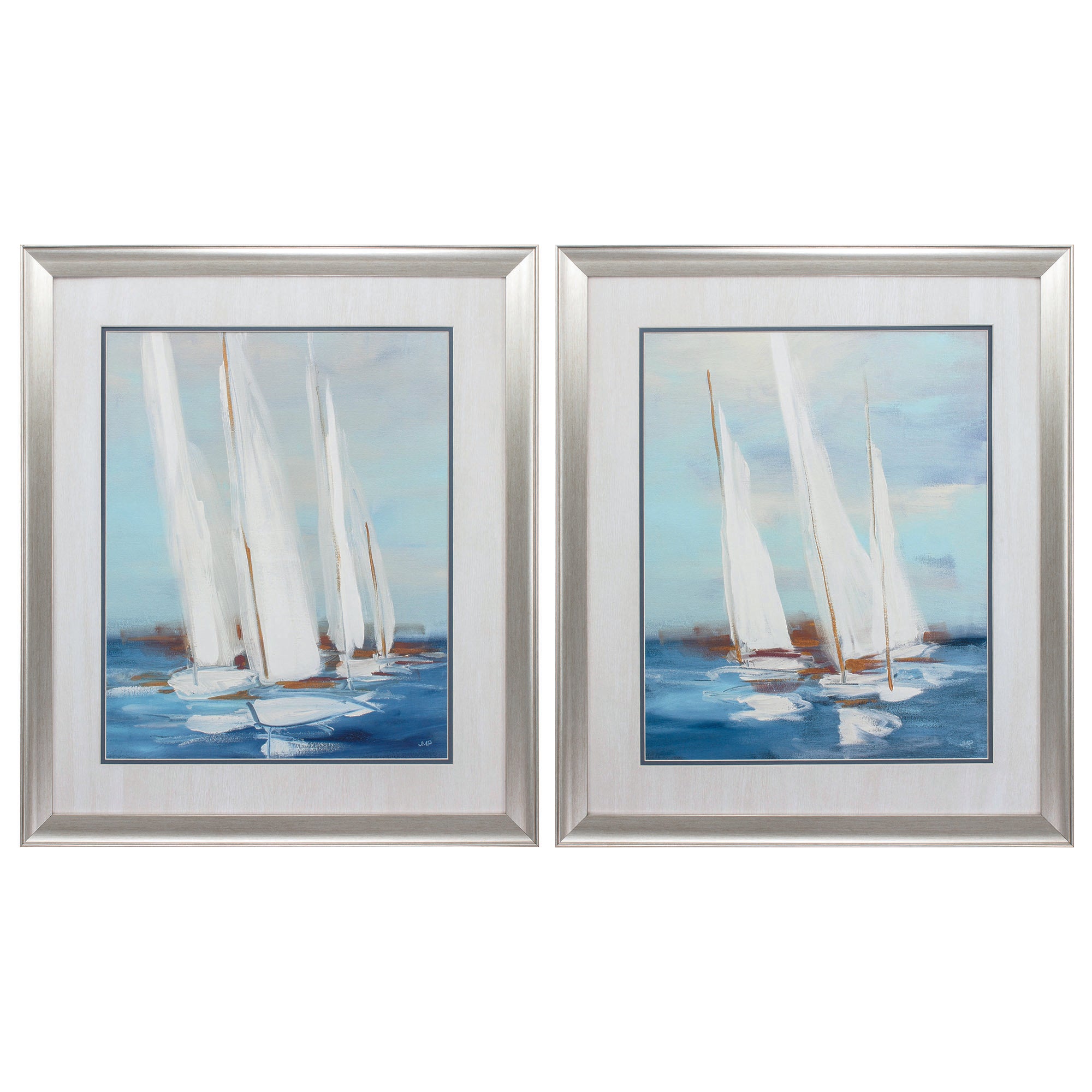 24" X 28" Brushed Silver Frame Summer Regatta Set of 2