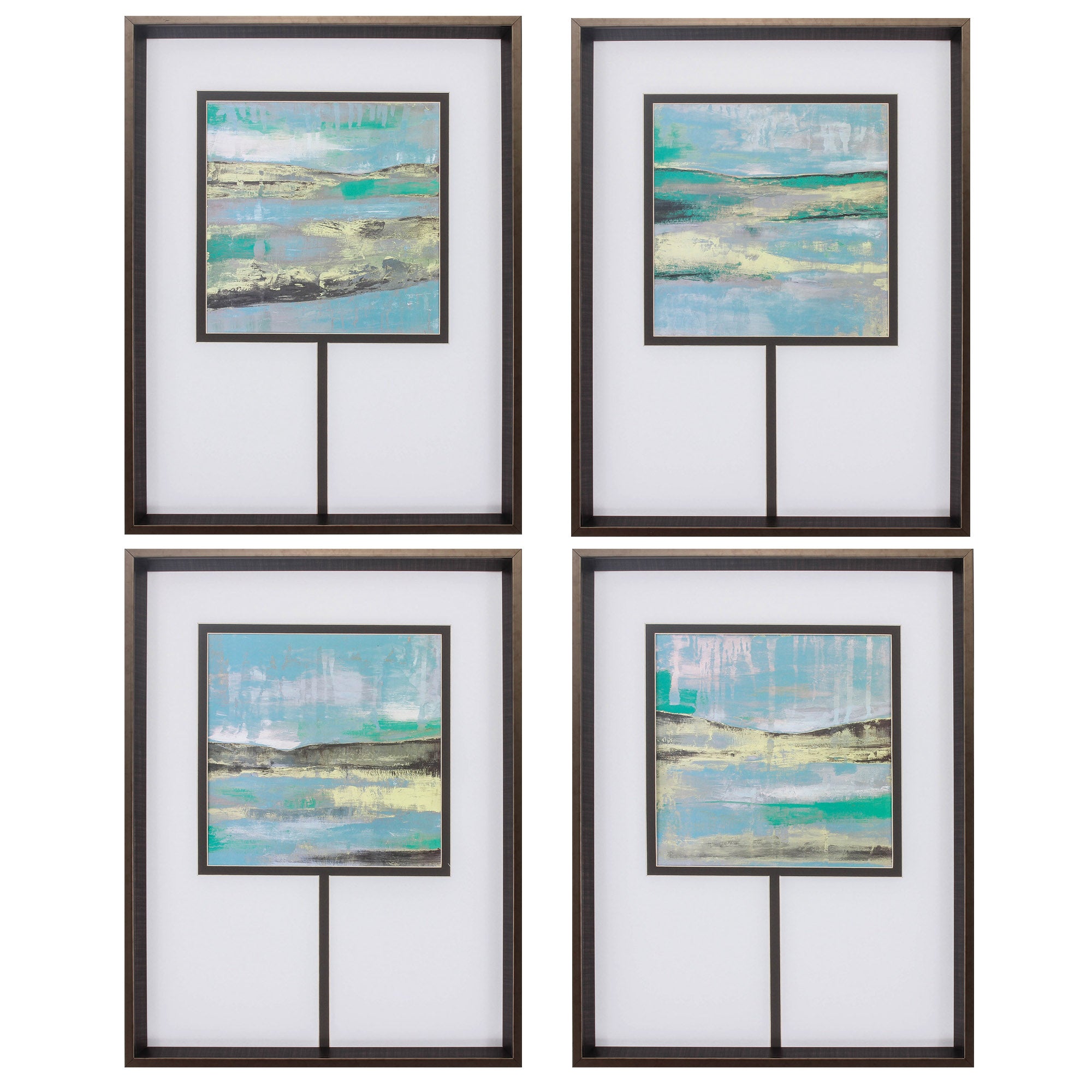 20" X 26" Brushed Silver Frame Cool Horizon (Set of 4)